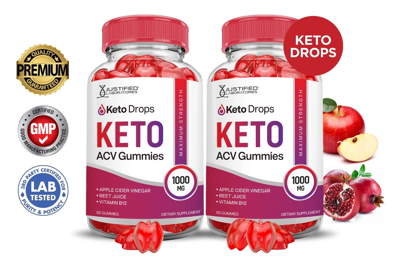 Keto Drops Keto ACV Gummies 1000MG Apple Cider Vinegar 120 Gummys