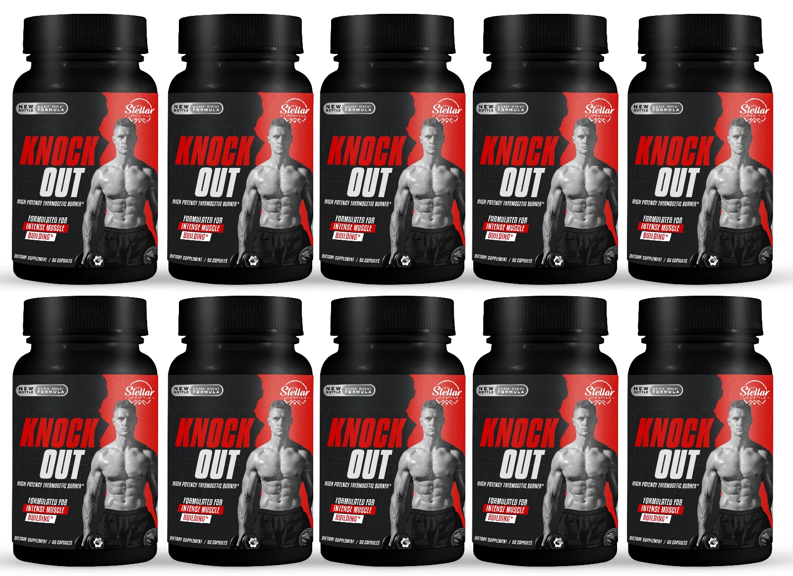 10 Pack Knock Out, instant fat burner-60 Capsules x10