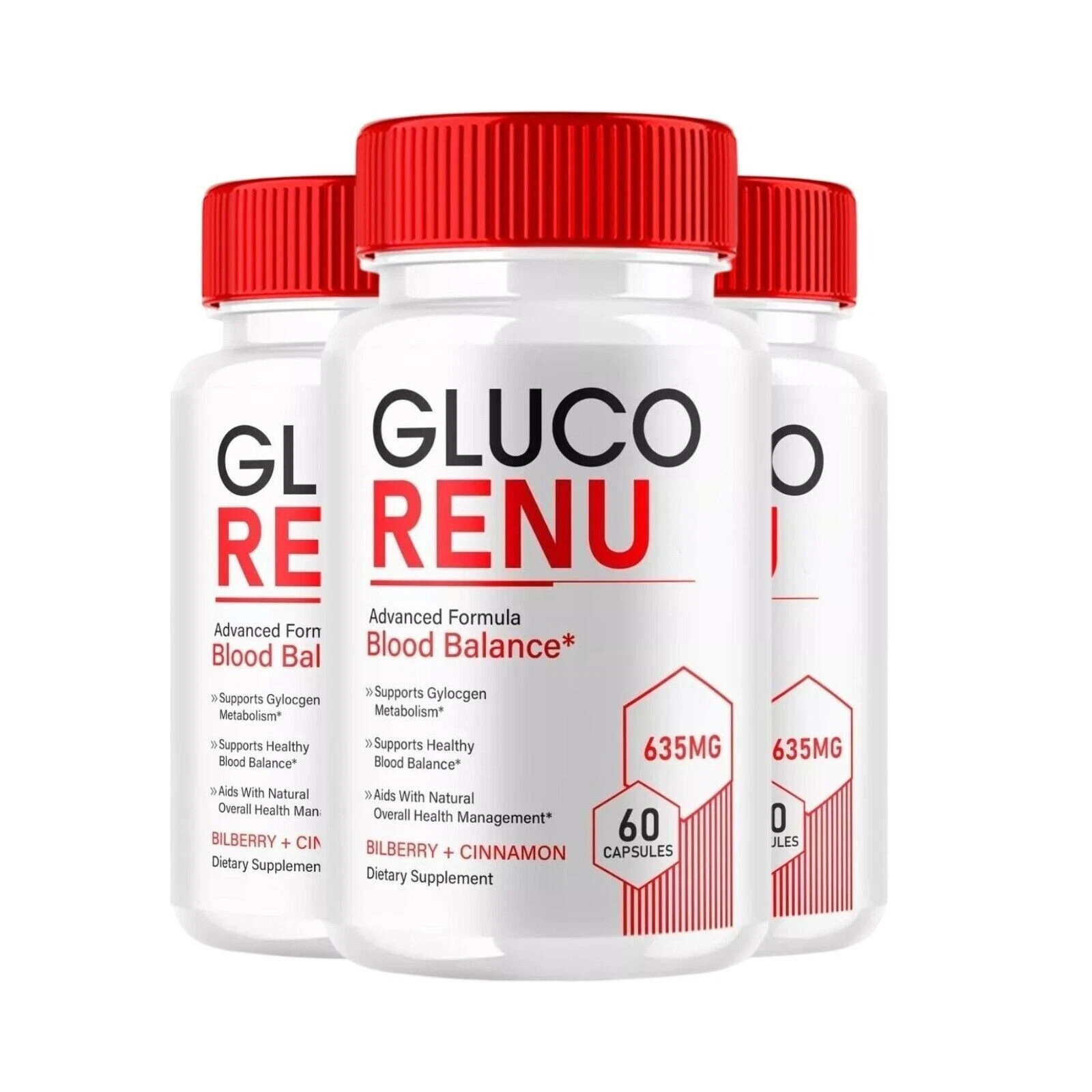 3-Pack Gluco Renu, Glyco Optimizer Blood Balance GlucoRenu Pills - 180 Capsules