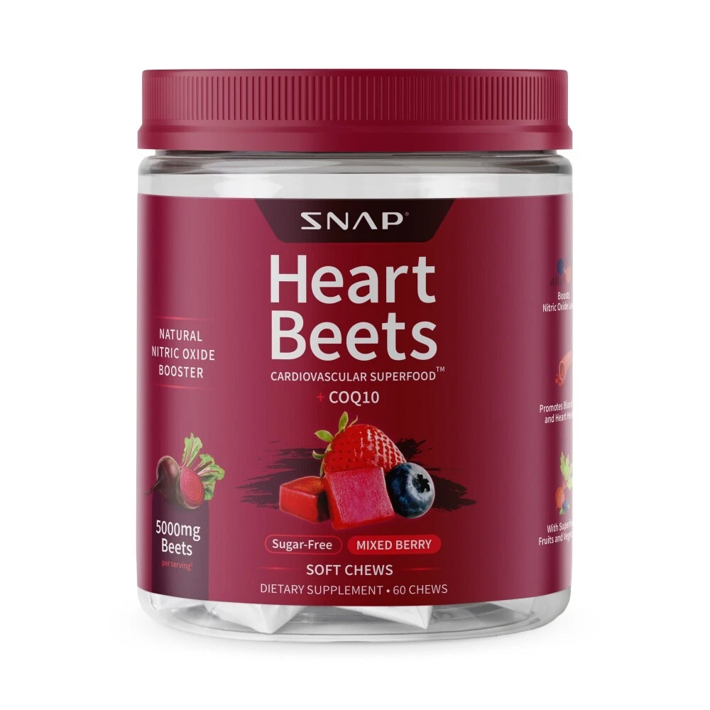 Snap Heart Beets Chews 10X more Beets NO Blood Pressure Support Sugar-Free