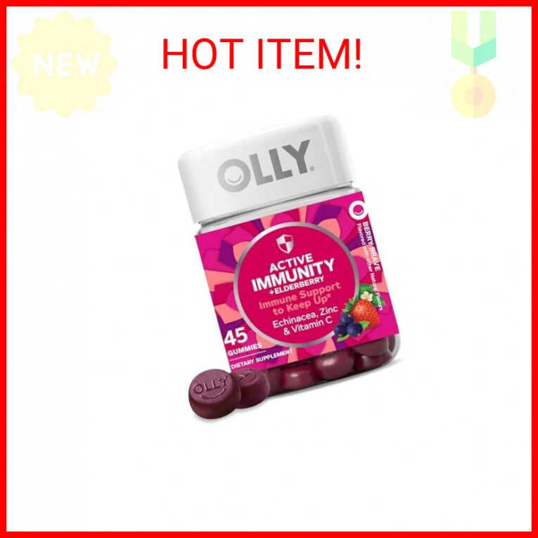 OLLY Immunity Gummy, Immune Support, Elderberry, Zinc, Vitamin C, Supplement, Be