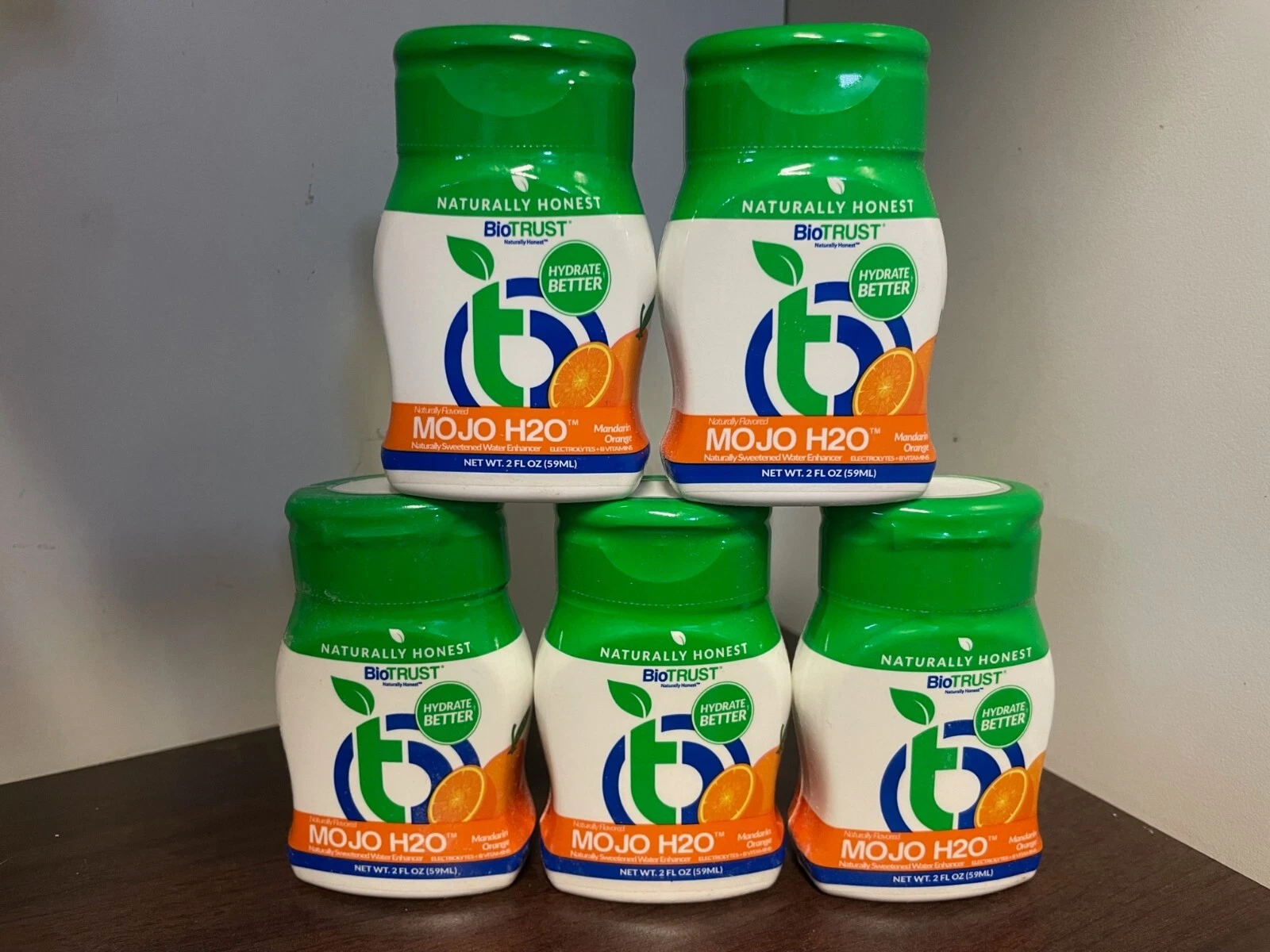 5x 2oz Biotrust Mojo H2O Mandarin Orange Flavored Water Enhancer Hydration 2/26