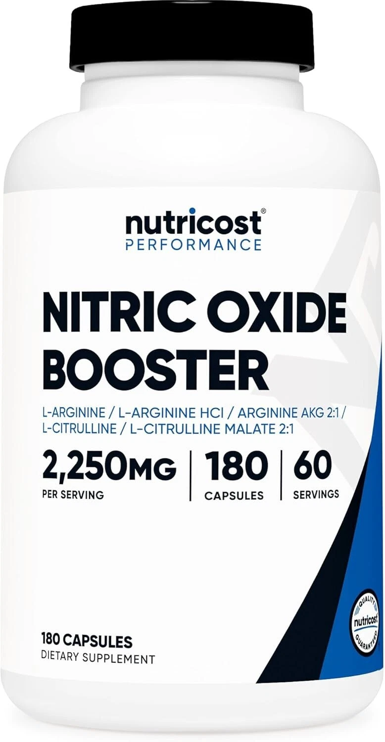 Nutricost Nitric Oxide Booster 2250mg, 180 Capsules - 750mg Per Casule, 60 Servi