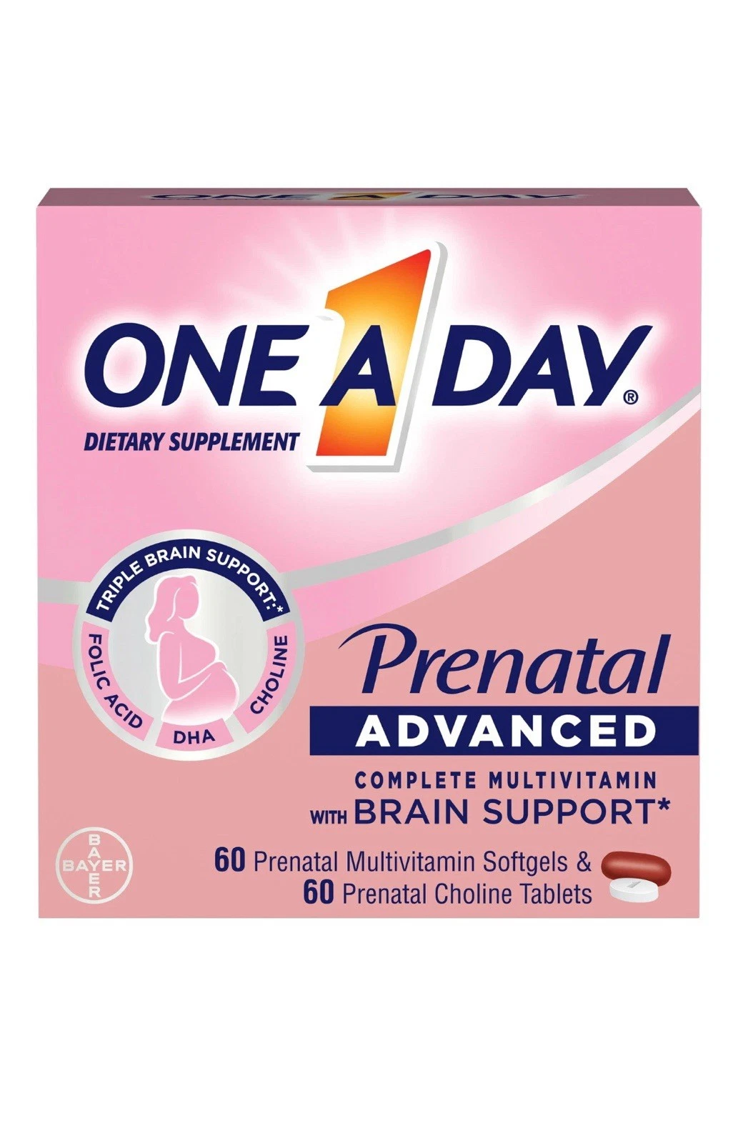 One A Day Prenatal Advanced Multivitamin Softgels 60 Ct + Choline Tablets 60 Ct