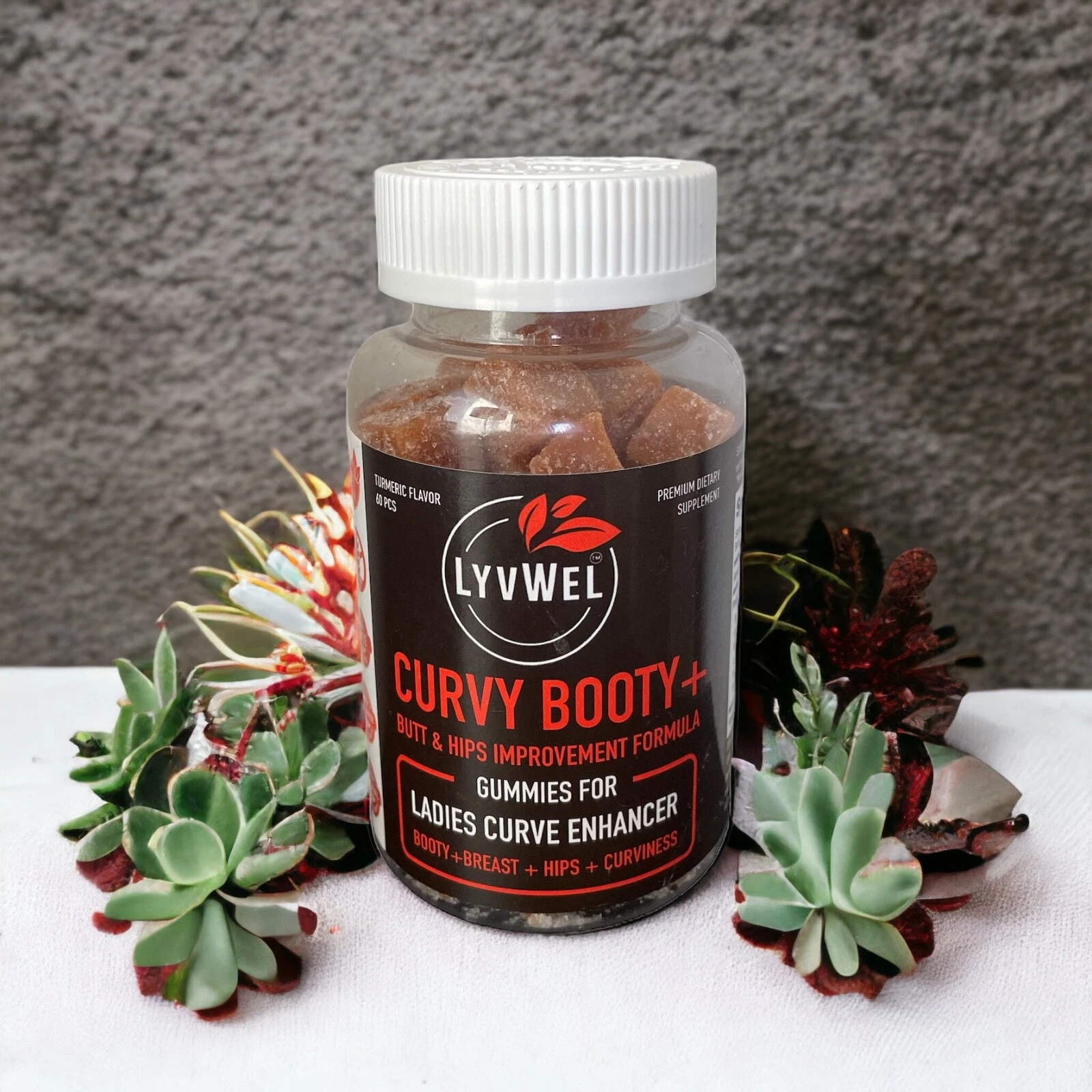 LyvWel Curvy Booty Supplement | Butt Hips Breast Curviness 60 Gummies 30 days