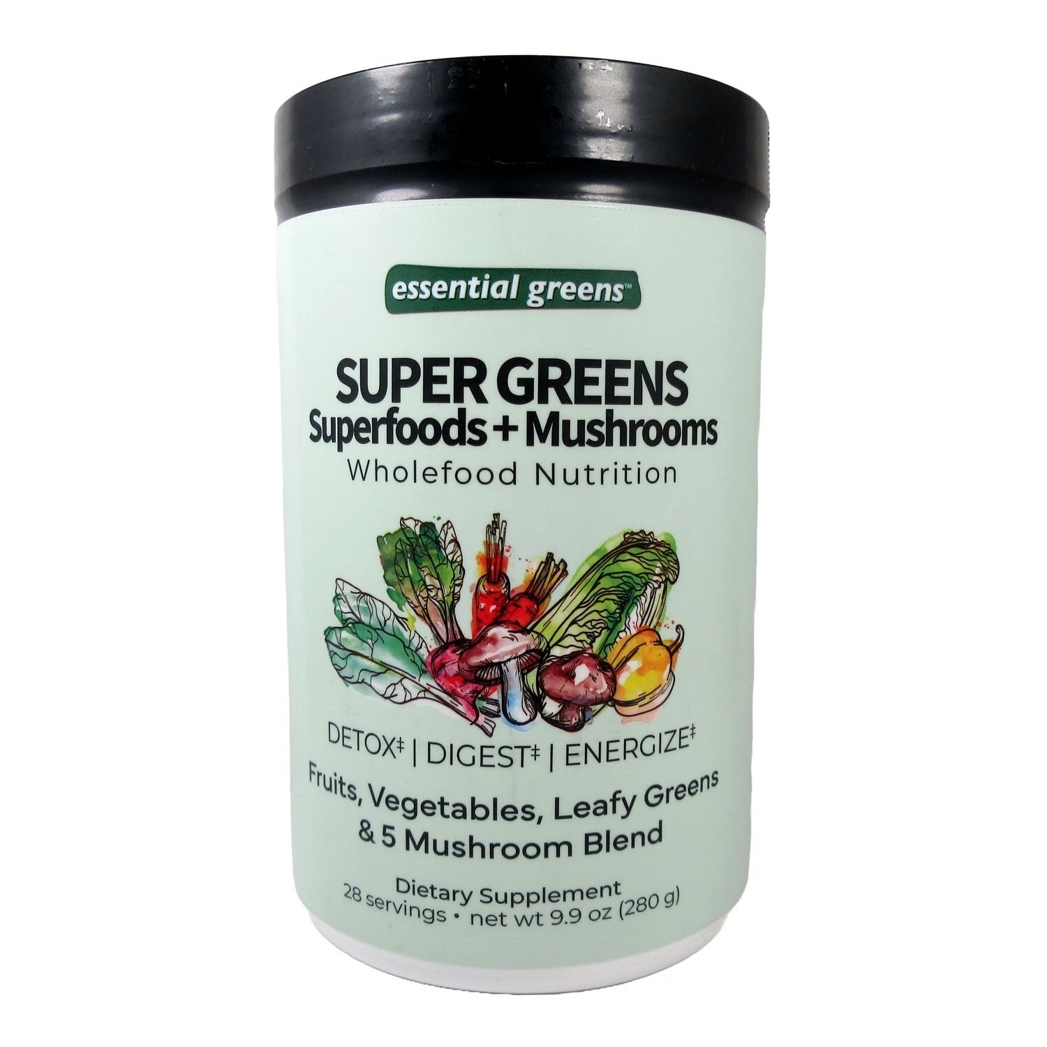 Essential Greens Super Greens Superfoods + Mushrooms Detox Digest Smoothie Mix