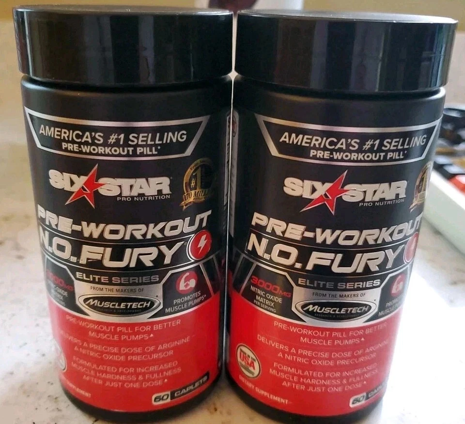 Six Star Pro Nutrition PRE-WORKOUT N.O. Fury Elite Series 60 Caplets 2PK 05/25