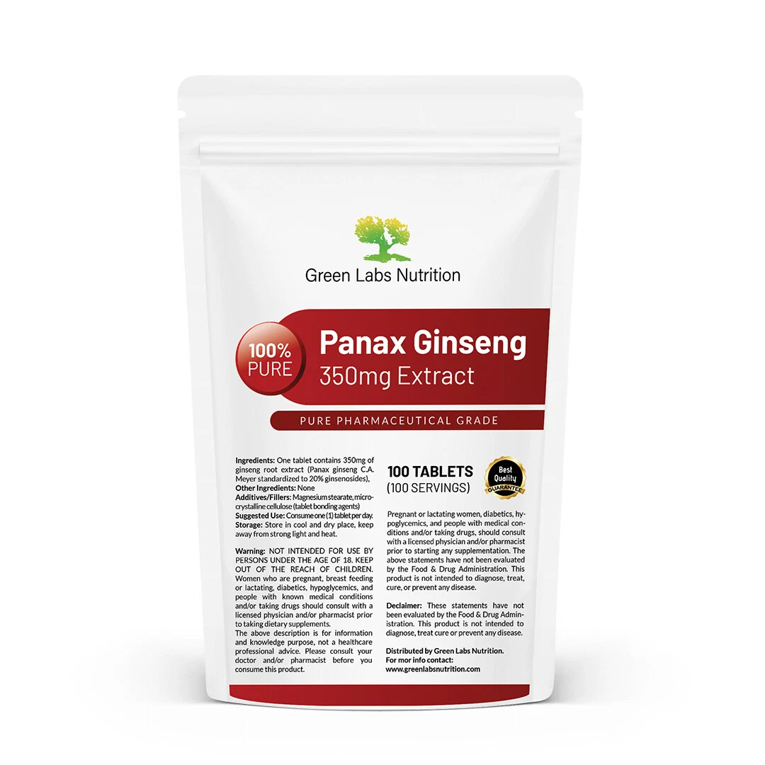 Korean Ginseng Root Extract 350mg Tablets – 70mg Ginsenosides & Vitality Support