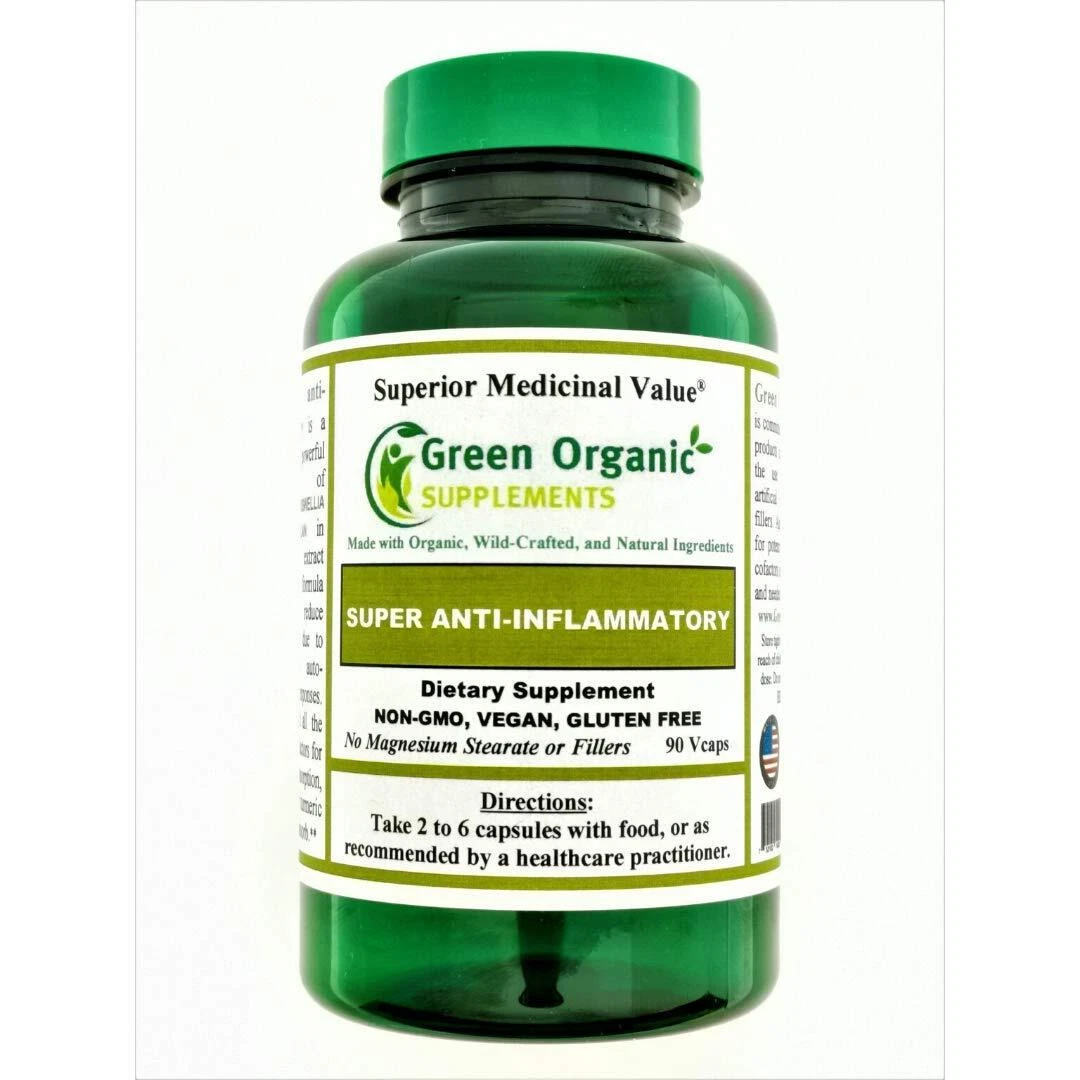 Green Organic Supplements Anti Inflammatory used Turmeric, Curcumin, Gluten-Free