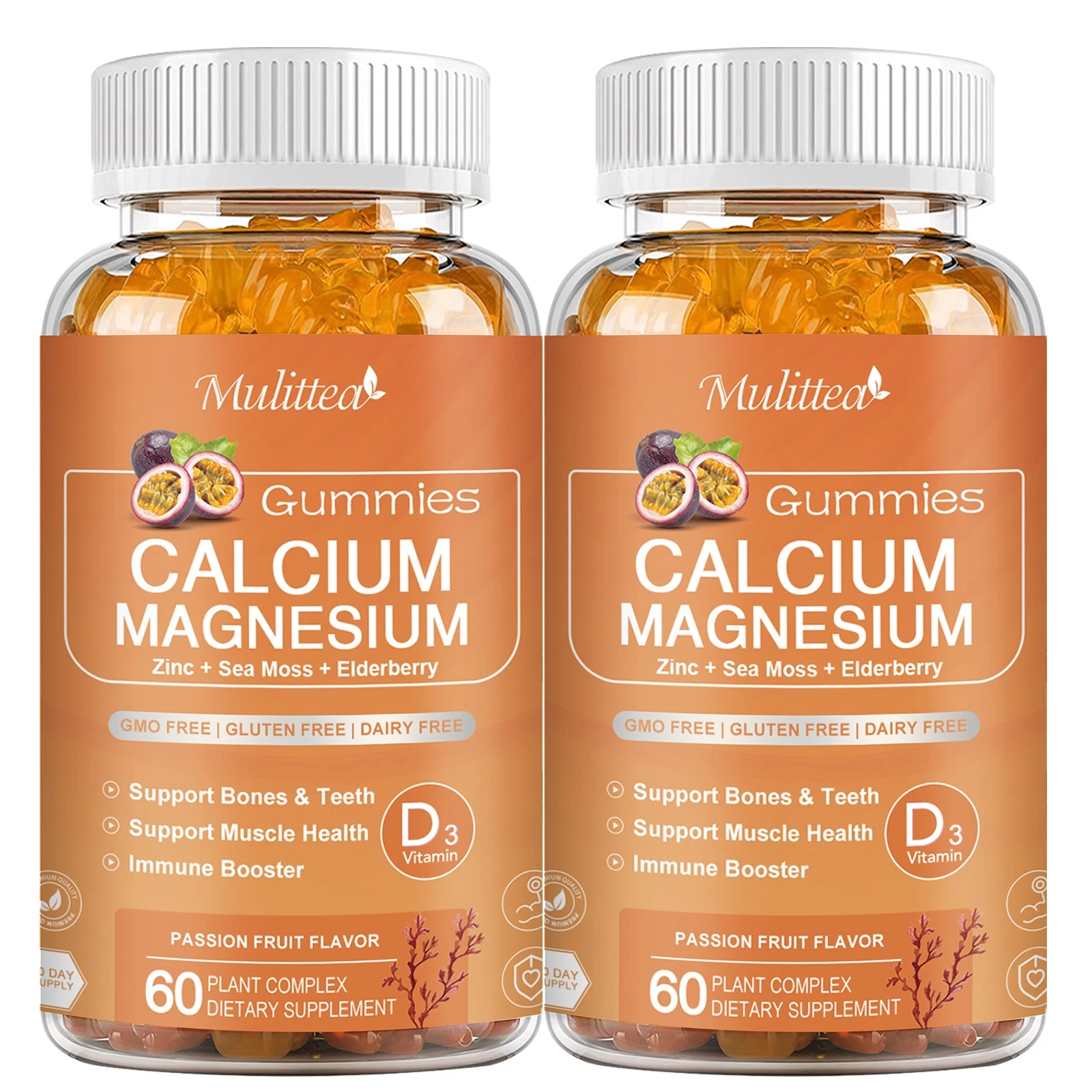 Calcium 1200mg Gummies w/D3,Zinc,Magnesium 400mg,for Bone & Immune Support