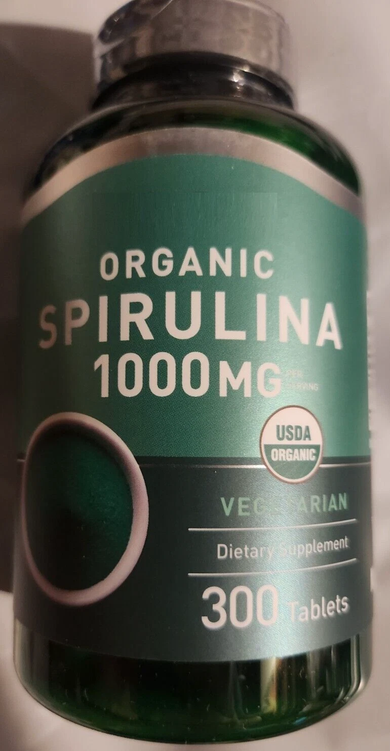 Organic Spirulina 1000mg 300Tabs Vegeterian/Non-GMO/Blue Algae Superfood Amino