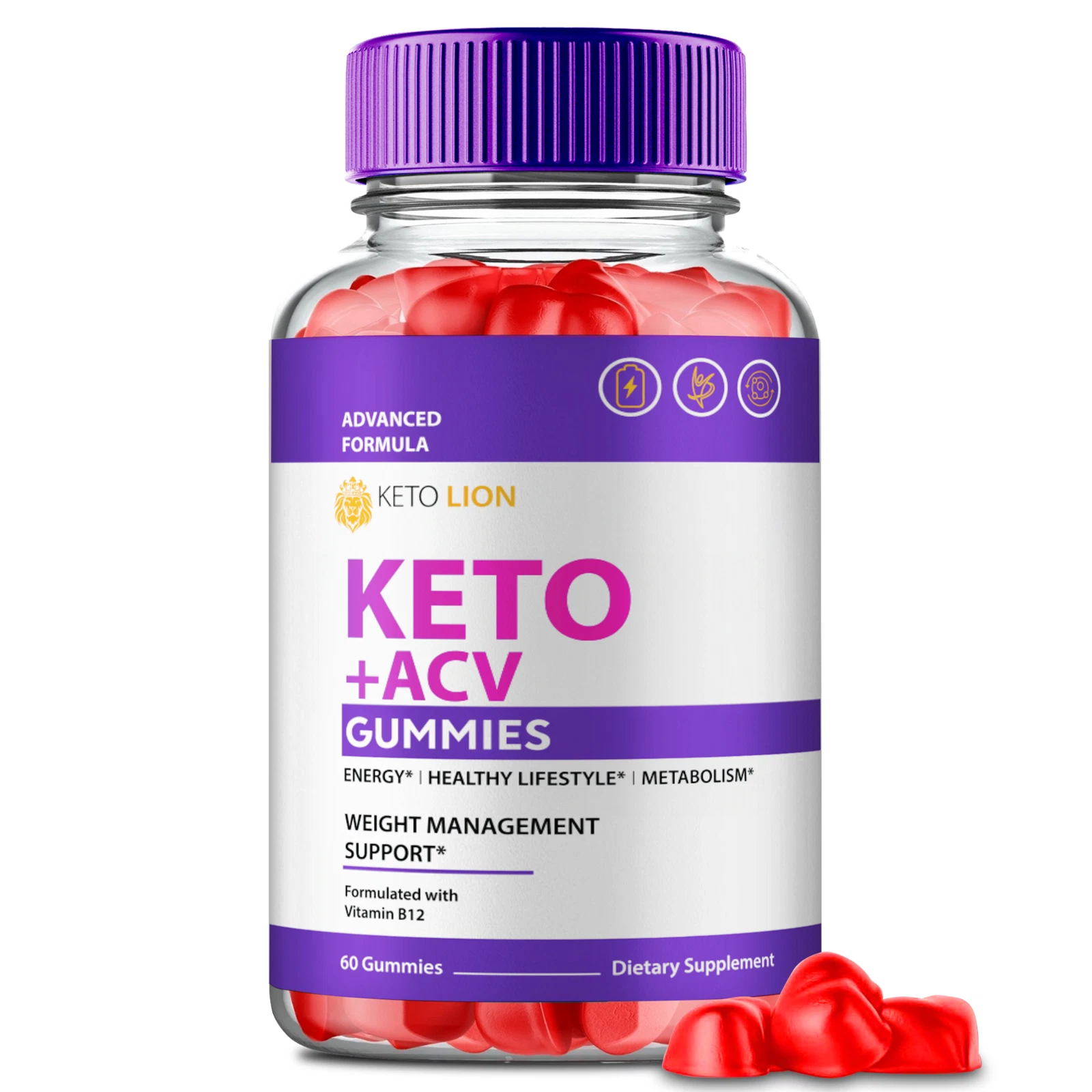 Keto Lion Keto + ACV Gummies, KetoLion Advanced Weight Loss Gummy 60ct