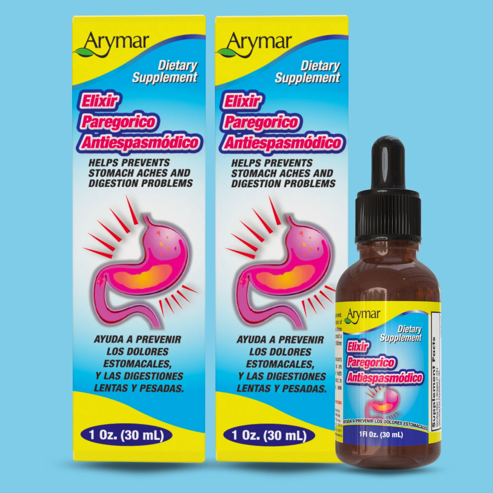 Arymar - Elixir Paregorico Antiespasmodico, Digestive Support, 1fl oz, (2-Pack)