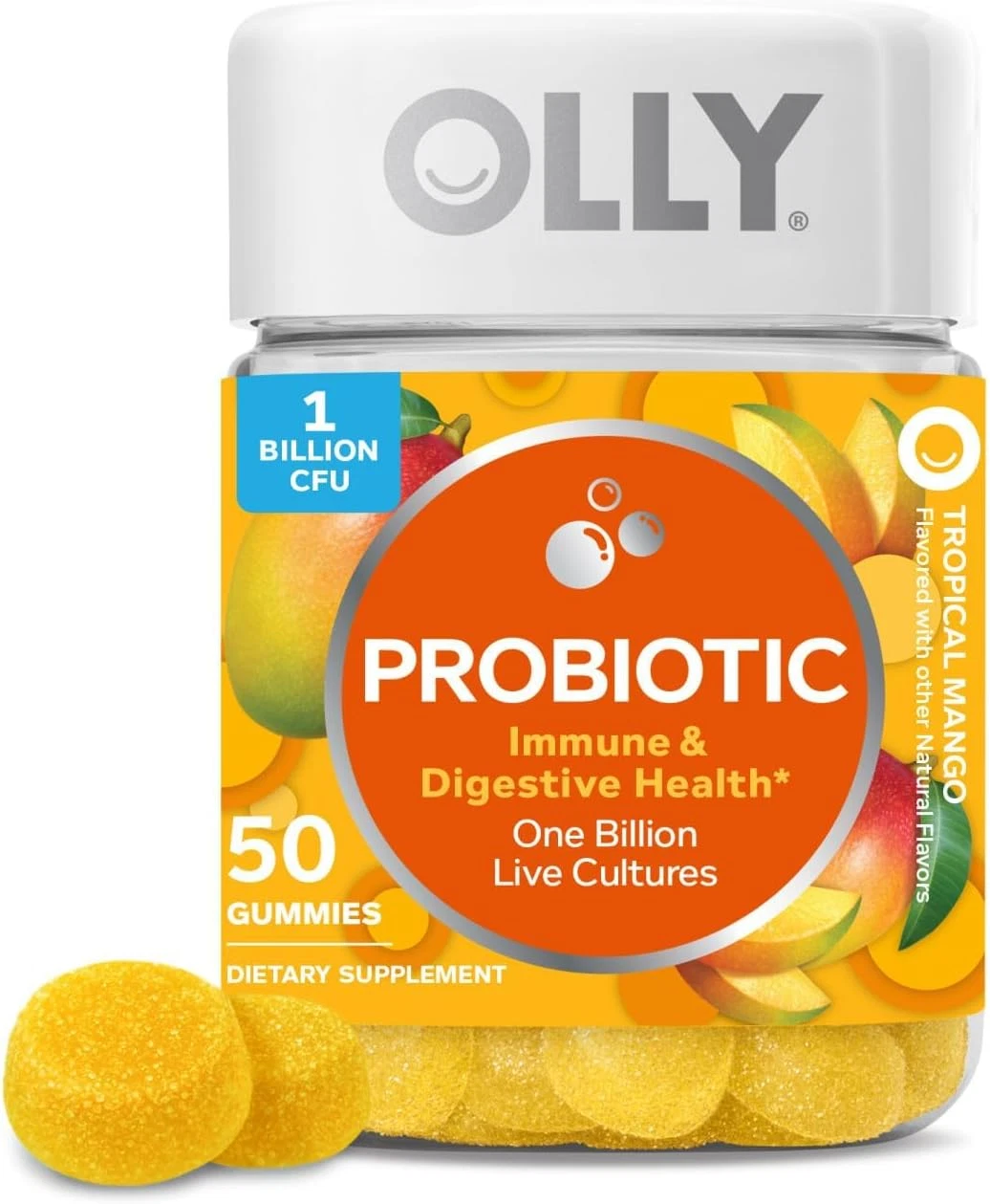 Probiotic Gummy, Immune and Digestive Support, 1 Billion Cfus, Chewable Probi...