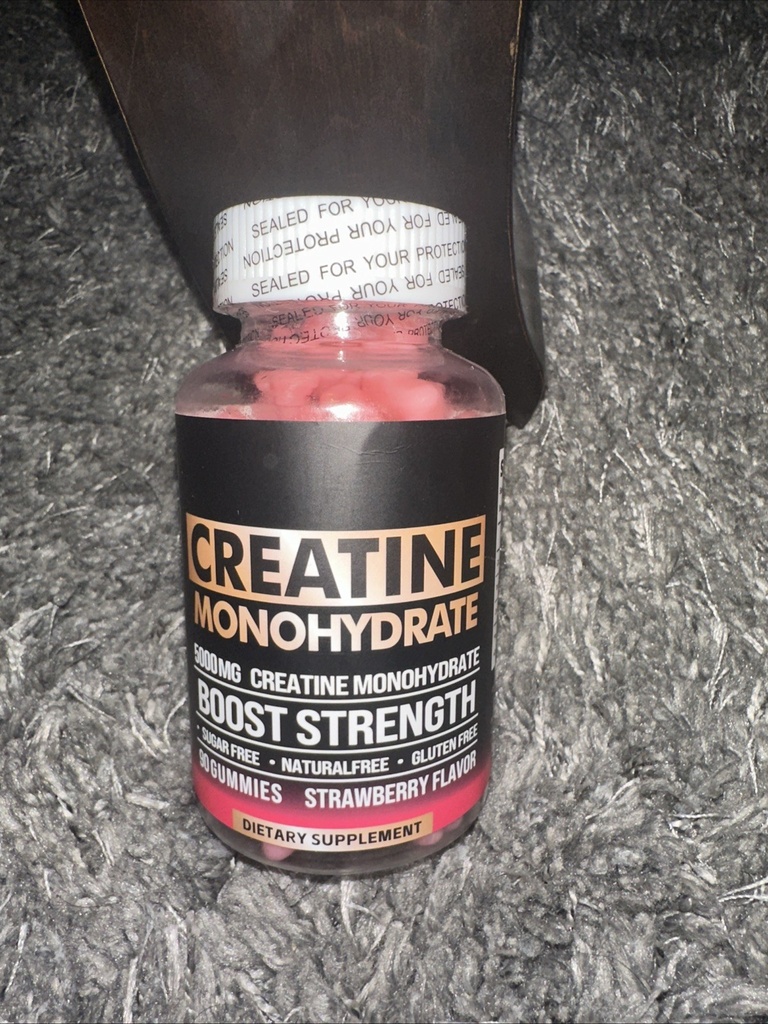 Creatine Monohydrate Gummies 5000mg Strawberry Flavor 90 Count EXP 08/26