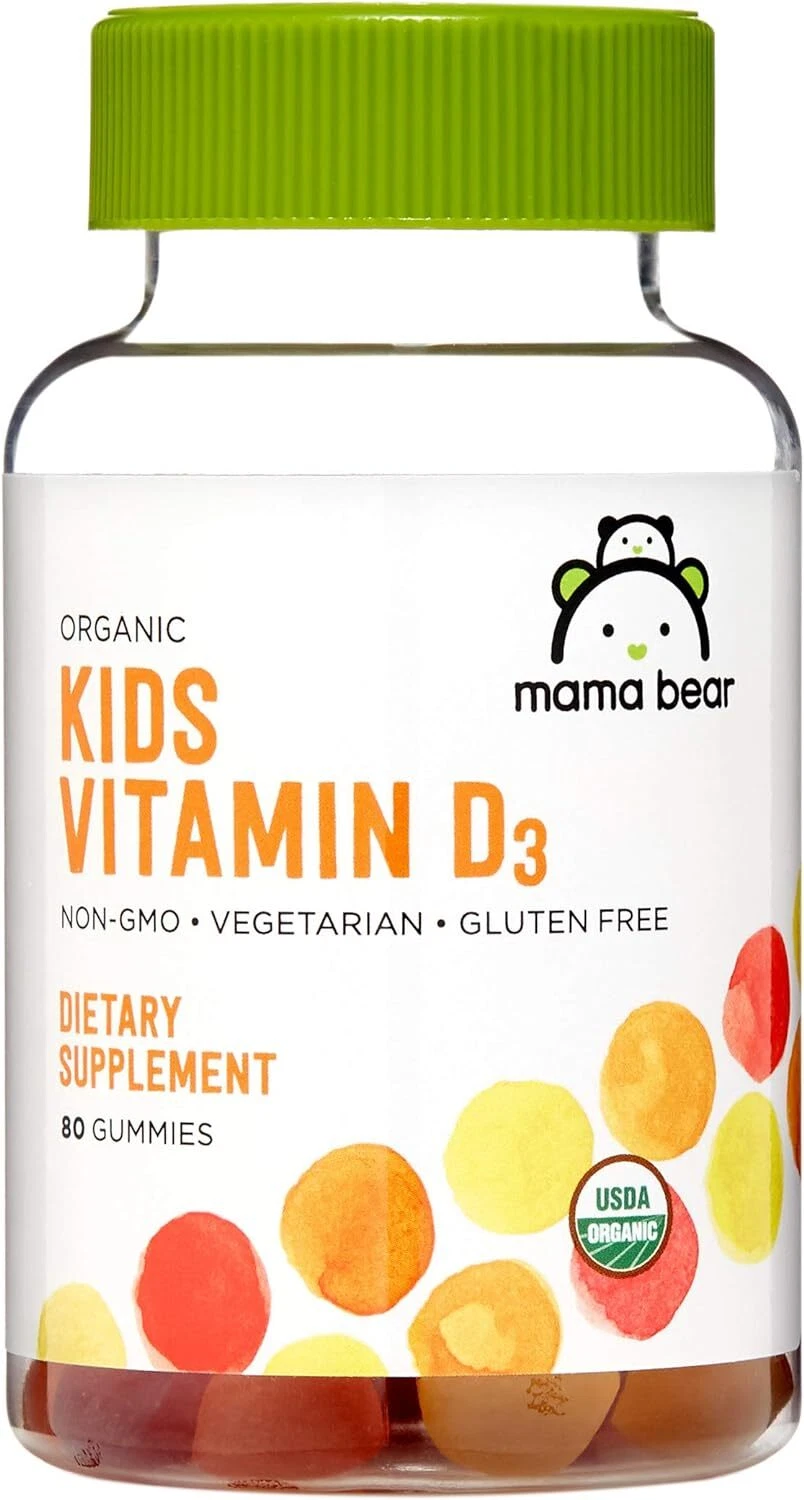 Mama Bear Organic Kids Vitamin D3 25 mcg (1000 IU) Gummies per serving 80 Count