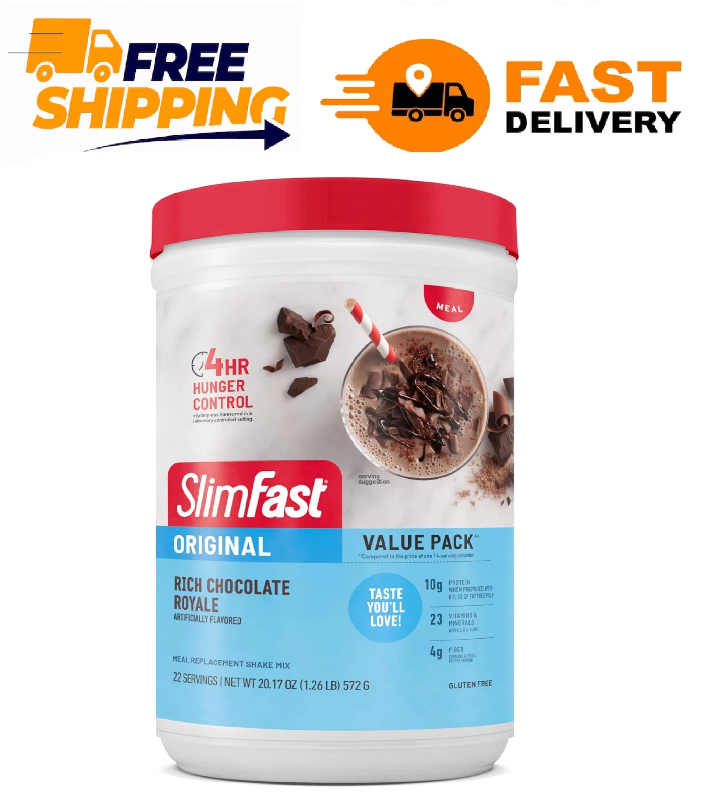 SlimFast Meal Replacement Powder, Original Rich Chocolate Royale, 10g of Protein