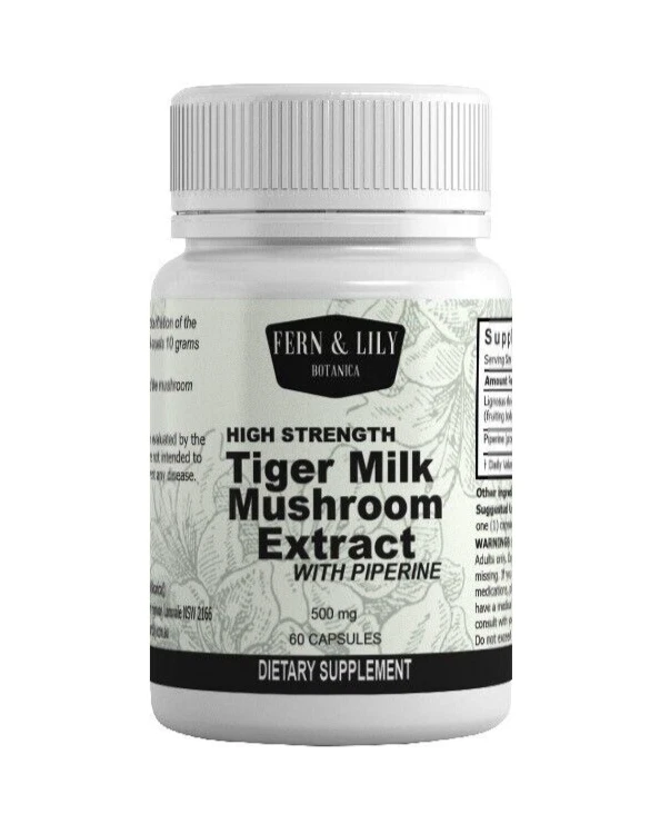 High strength Tiger Milk Mushroom extract 20:1 with piperine Lignosus rhinocerus