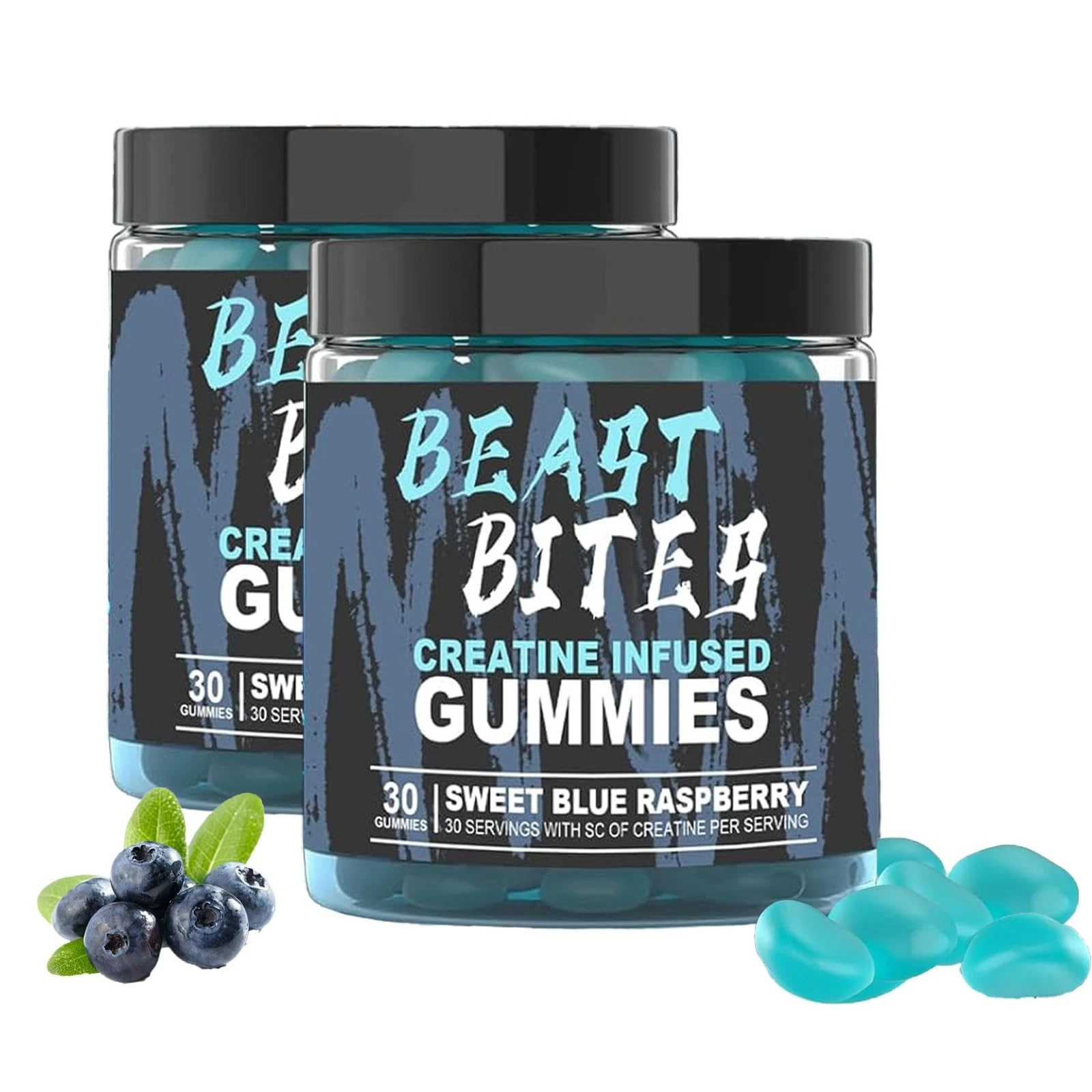 Creatine Monohydrate Gummies 5g per Serving - Vegan, Halal, Sugar-Free - Blue