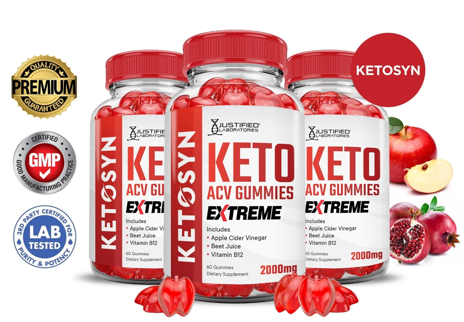 Ketosyn Keto Extreme ACV Gummies 2000MG Apple Cider Vinegar 180 Gummys