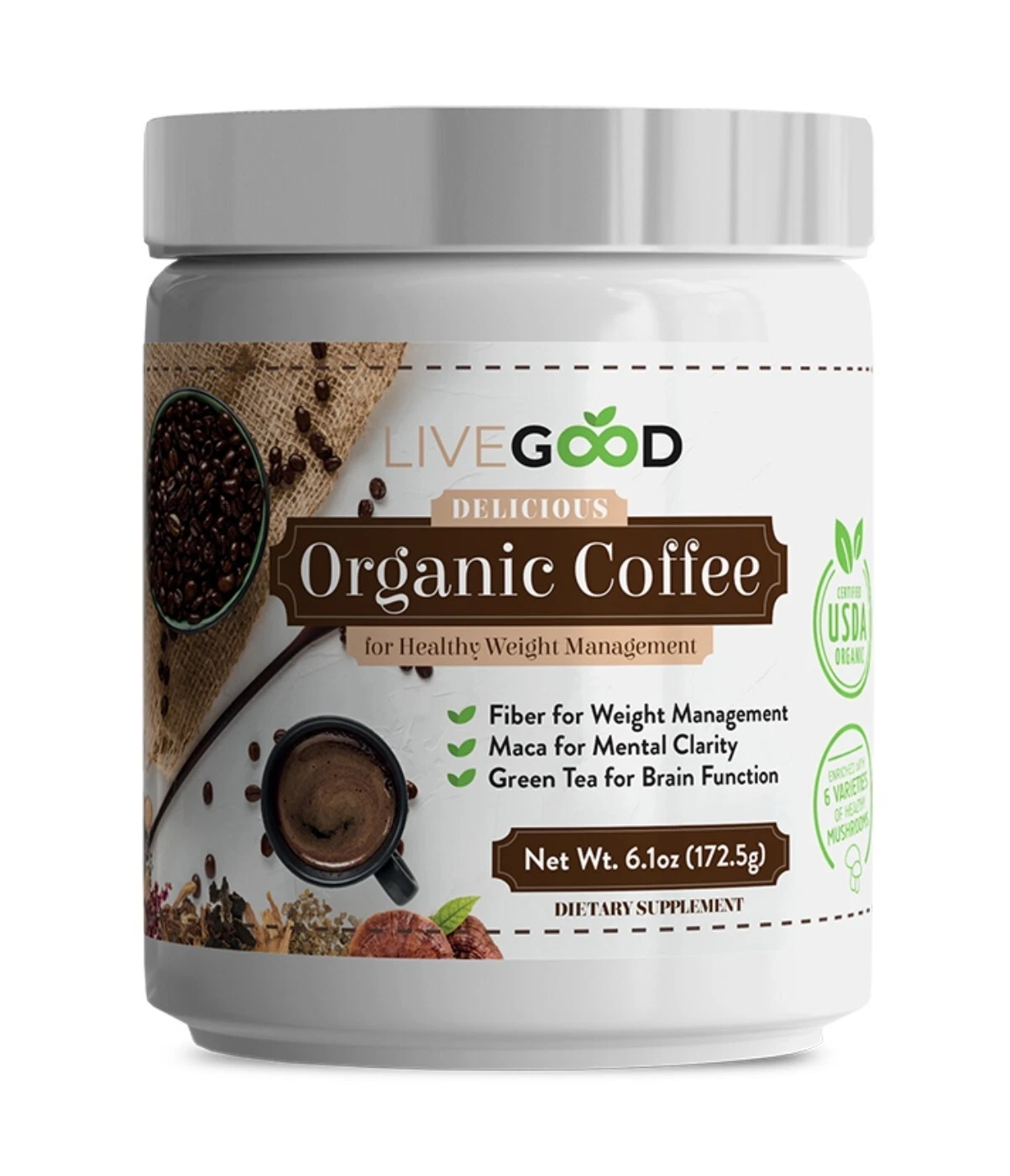 Instant Healthy Organic Weight Management Coffee With Mushrooms