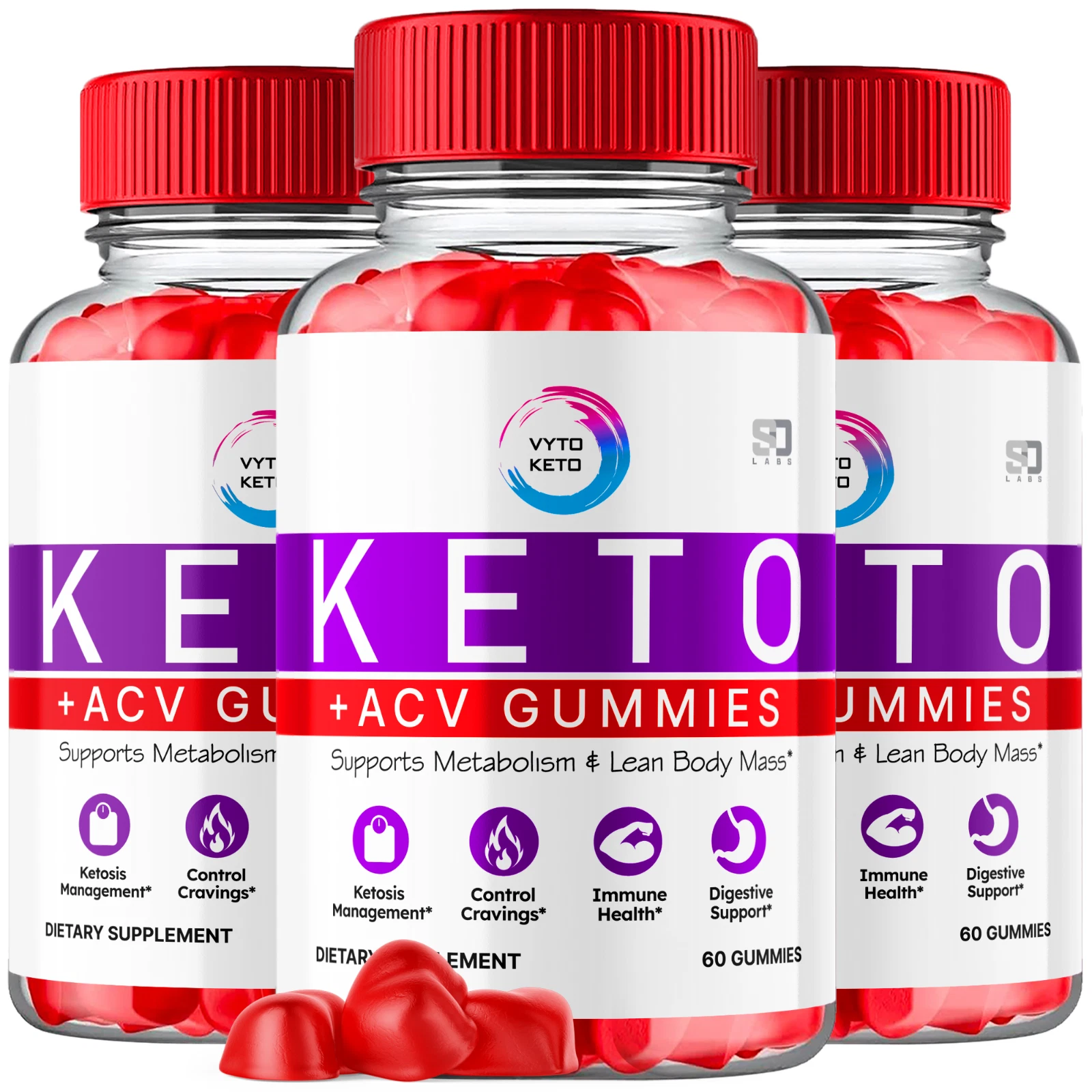 (5 Pack) Vyto Keto ACV, Vyto Keto Gummies Advanced Weight Loss (300 Gummies)