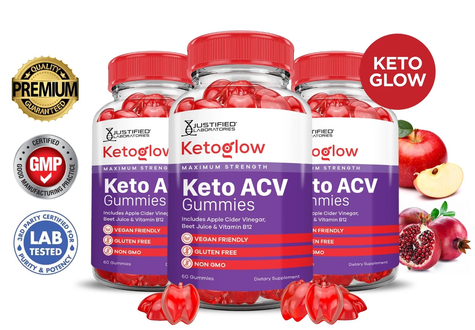 Keto Glow Keto ACV Gummies 1000MG Apple Cider Vinegar 180 Gummys