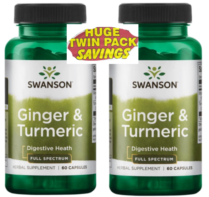 2 Pack Ginger Turmeric 2 in 1, 120 Capsules (2X60) Many Health Benefits Exp 2026