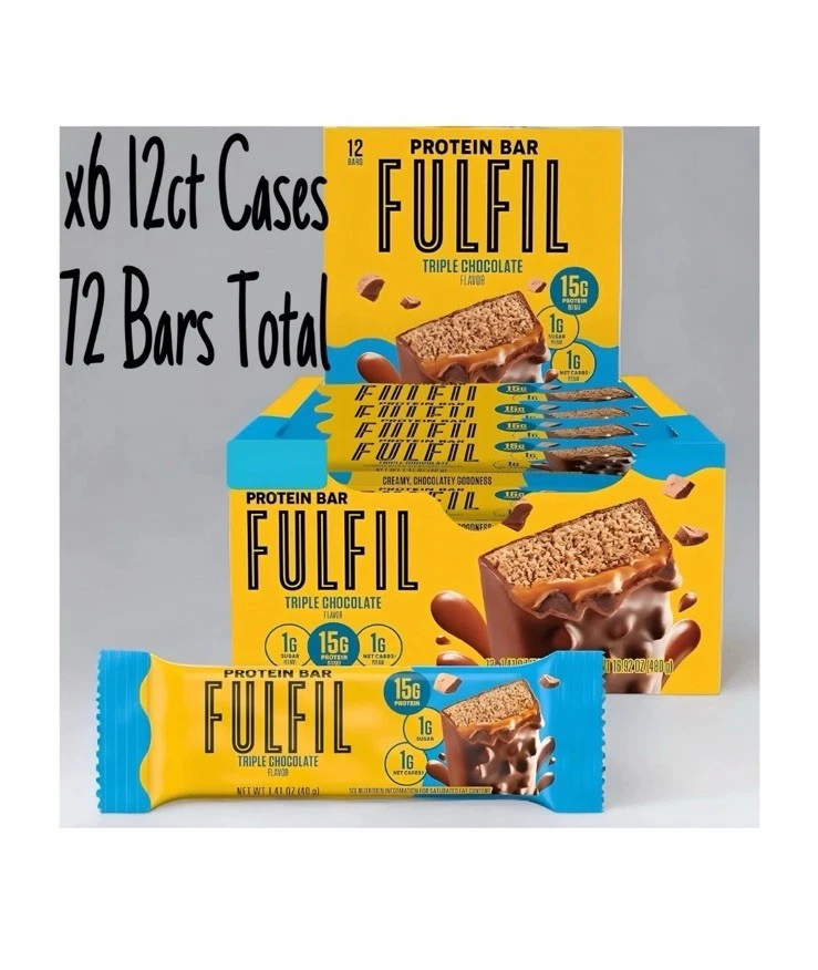 FULFIL Triple Chocolate Protein Bar 72 Ct Gluten Free Snack Bars 05/31/25