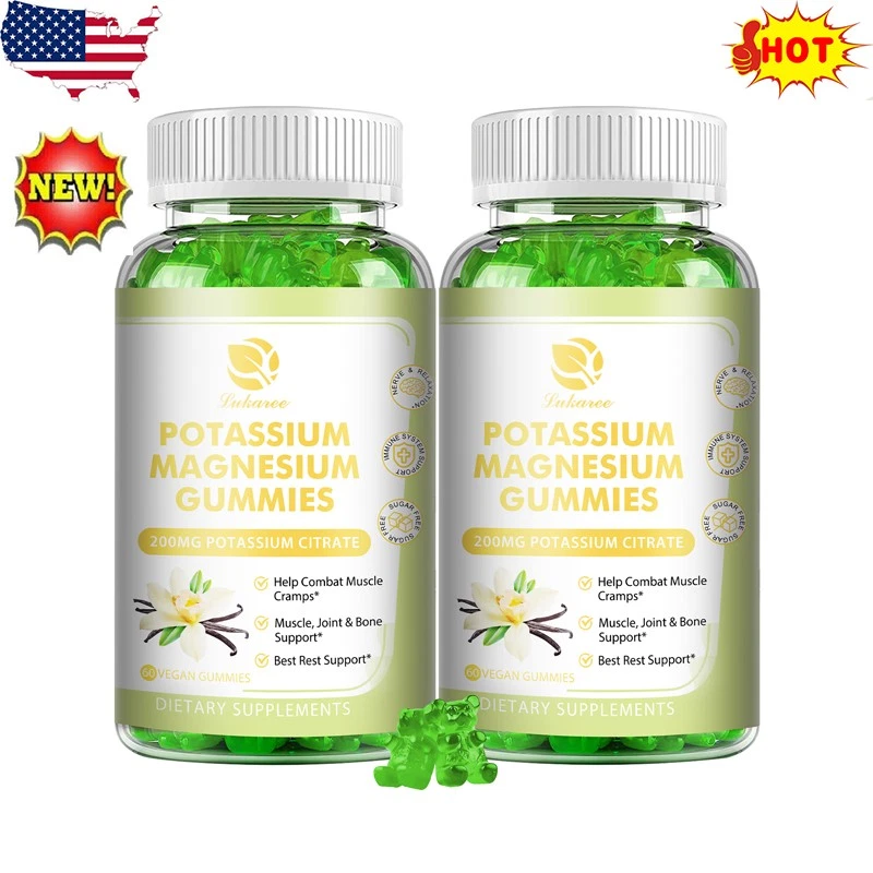 2x Magnesium Potassium Gummies Magnesium Glycinate Potassium Citrate Supplement