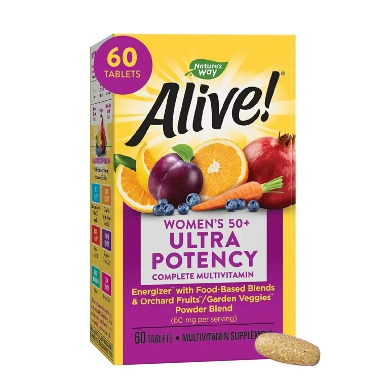 Alive! Women's 50+ Ultra Potency Complete Daily Multivitamin Tablets, 60 Count