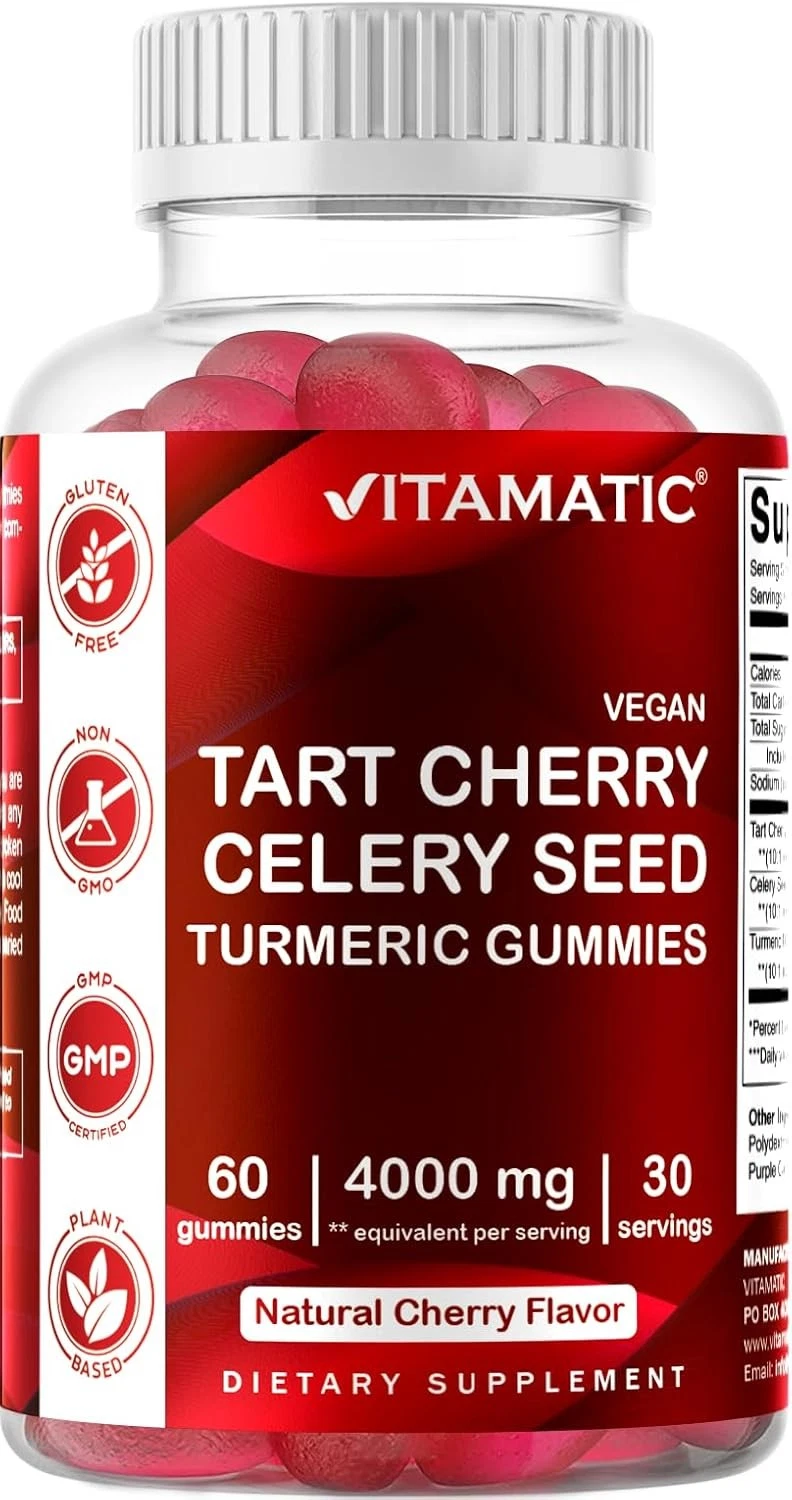 Vitamatic Tart Cherry with Celery Seed Gummies - 4000mg Equivalent Per...