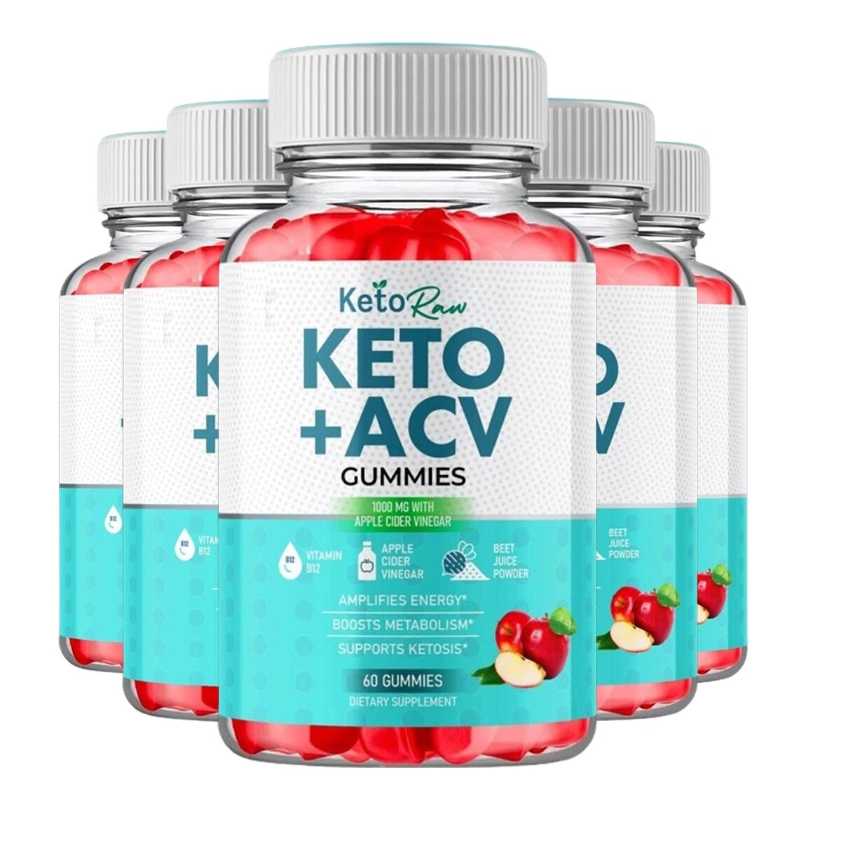 5-Pack Keto Raw ACV Gummies, KetoRaw Weight Loss Supplement - 300 Gummies