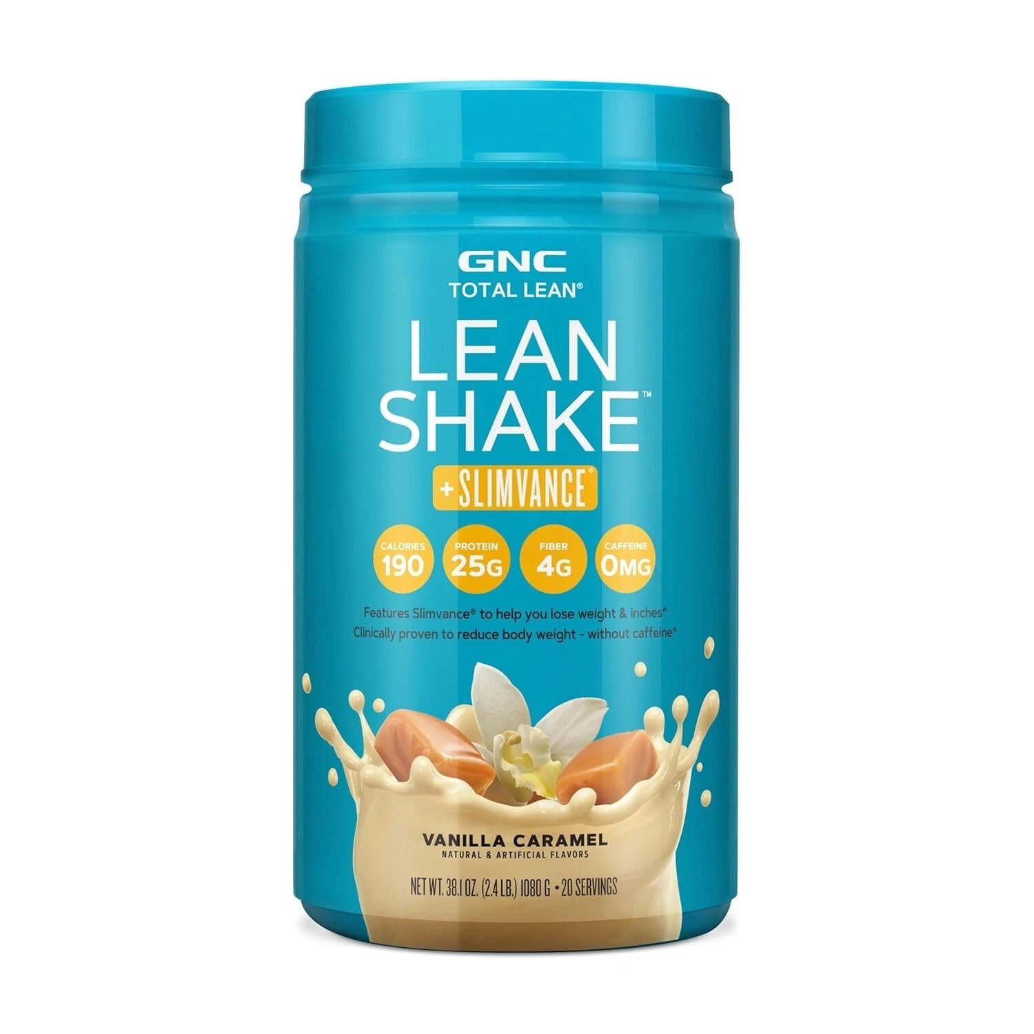 GNC Total Lean Shake + Slimvance Caffeine-Free Vanilla Caramel 20 Servings 2.4lb