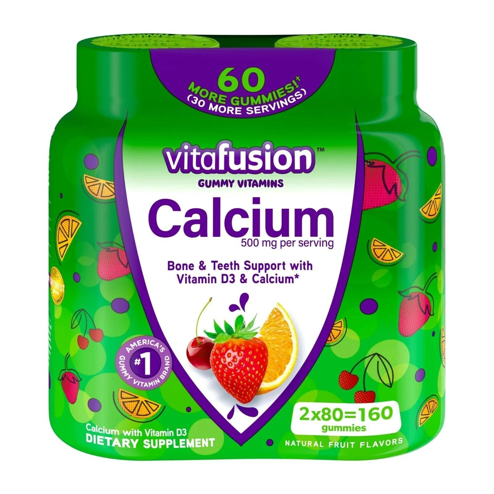 Vitafusion Calcium Gummy Vitamins, 2x80ct Twin Pack