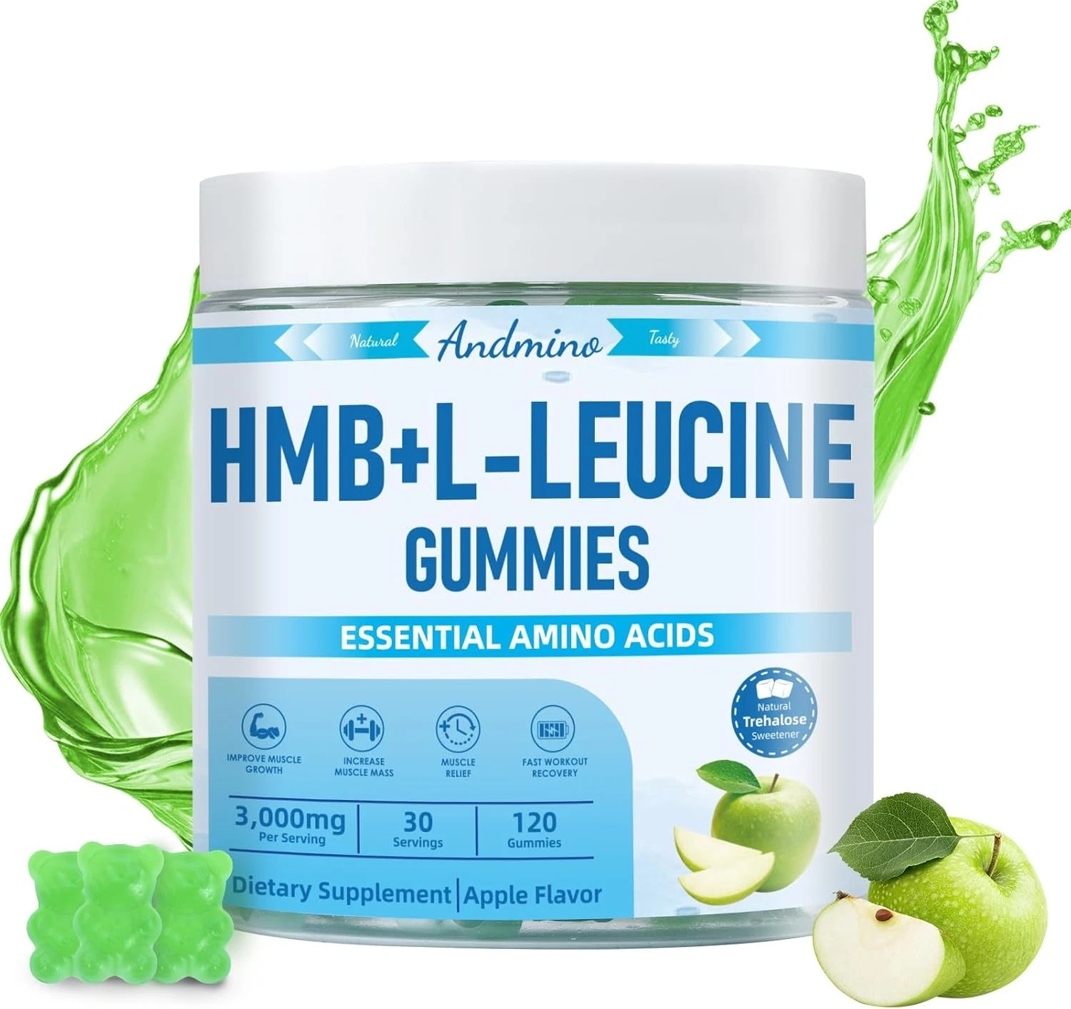 HMB and L-Leucine Gummies, 3000mg, with Trehalose, for 120 Count (Pack of 1)