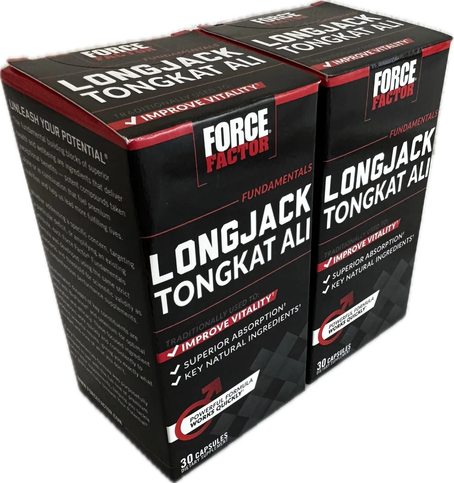 2 Pk Force Factor Longjack Dietary Supplement Vitality for Men 60 Caps EXP 10/25