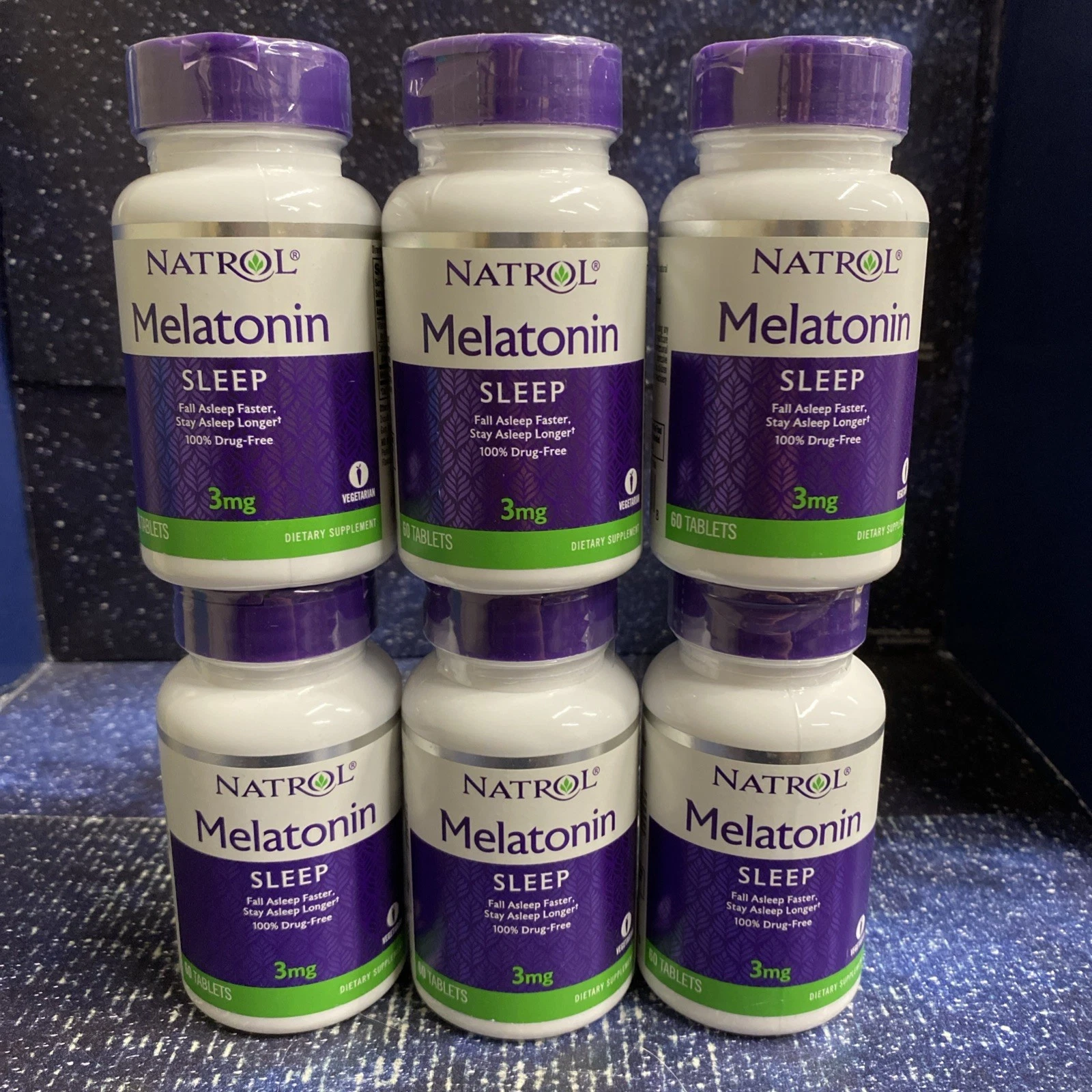 EXP: 11/2025 - 6 X Natrol Melatonin For Sleep 3mg 60 Tablets Vegetarian 100% ea