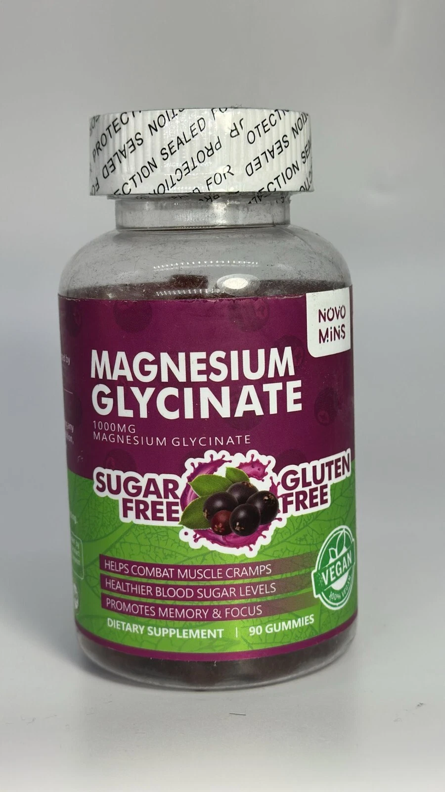 1000mg 90 CT Magnesium Glycinate Gummies - Sugar Free Magnesium Potassium Supple