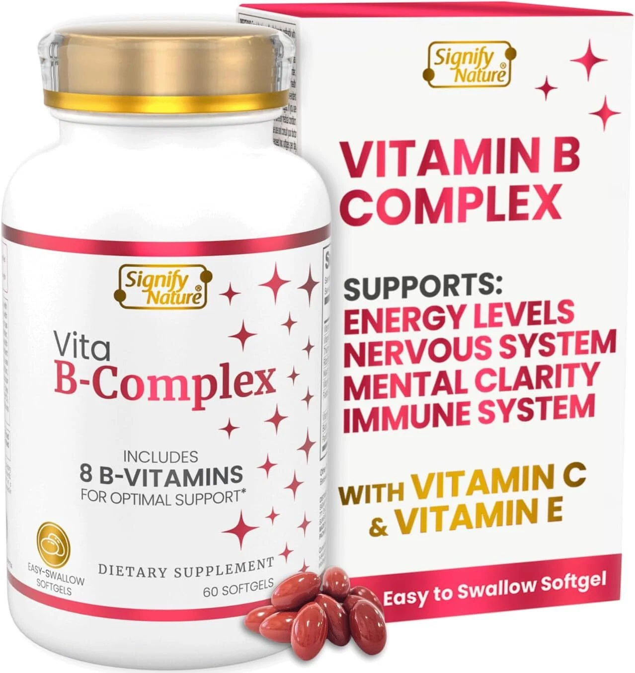 VitaBComplex with Vitamin C and E, B Complex Vitamins for Women & Men, BComplex