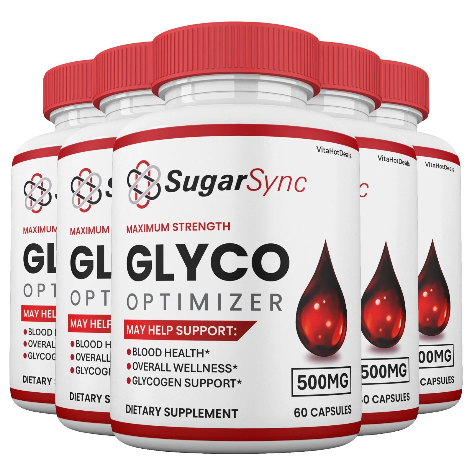 Sugar Sync Glyco Capsules, SugarSync Optimizer Max Strength Supplement (5 Pack)