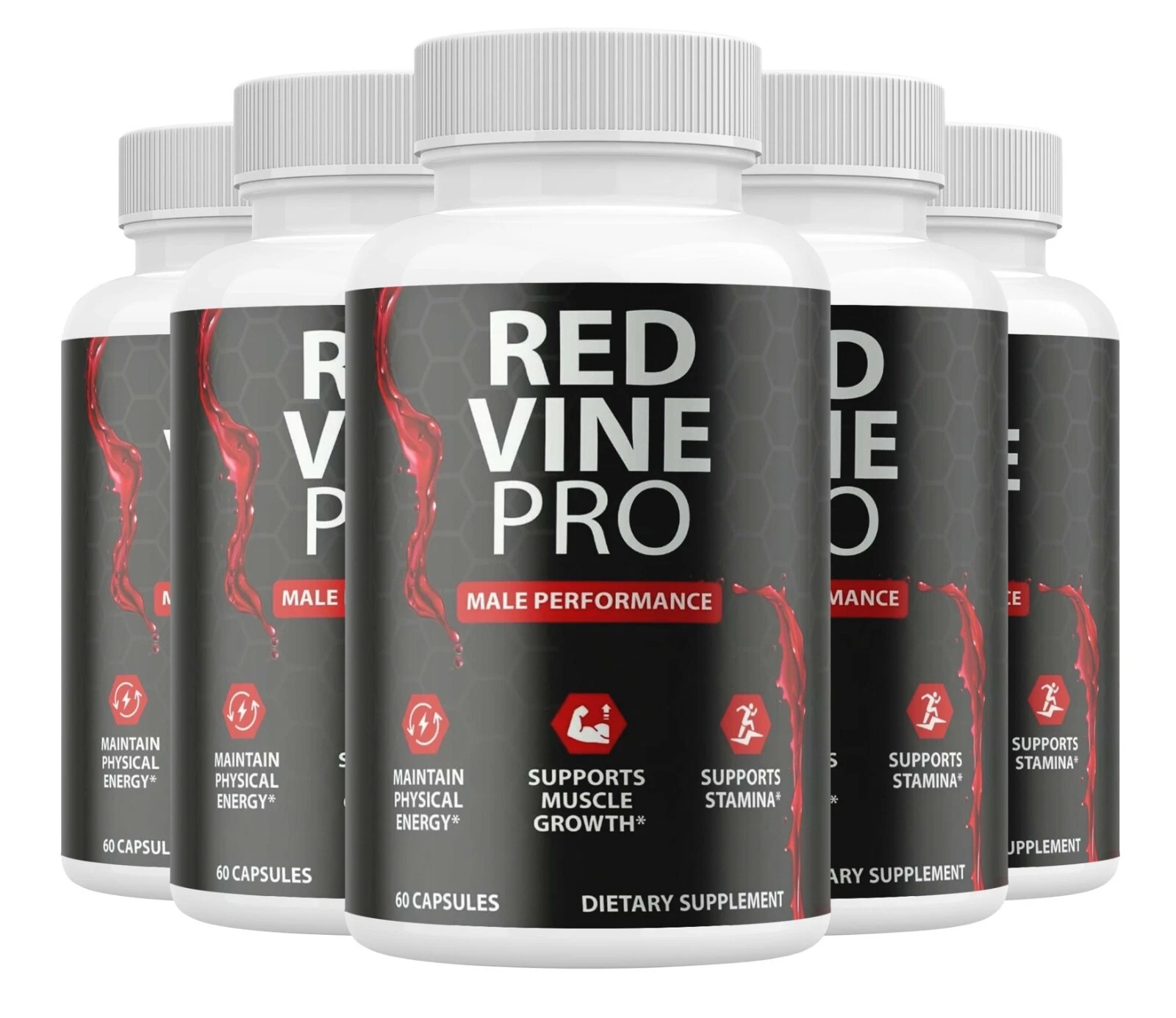 Red Vine Pro Male Pills, RedVinePro Male Vitality Supplement ( 5 Pack )