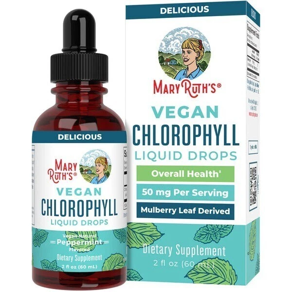 5x Mary Ruth Vegan Liquid Chlorophyll Drops Peppermint 50 mg 2 fl oz New USA