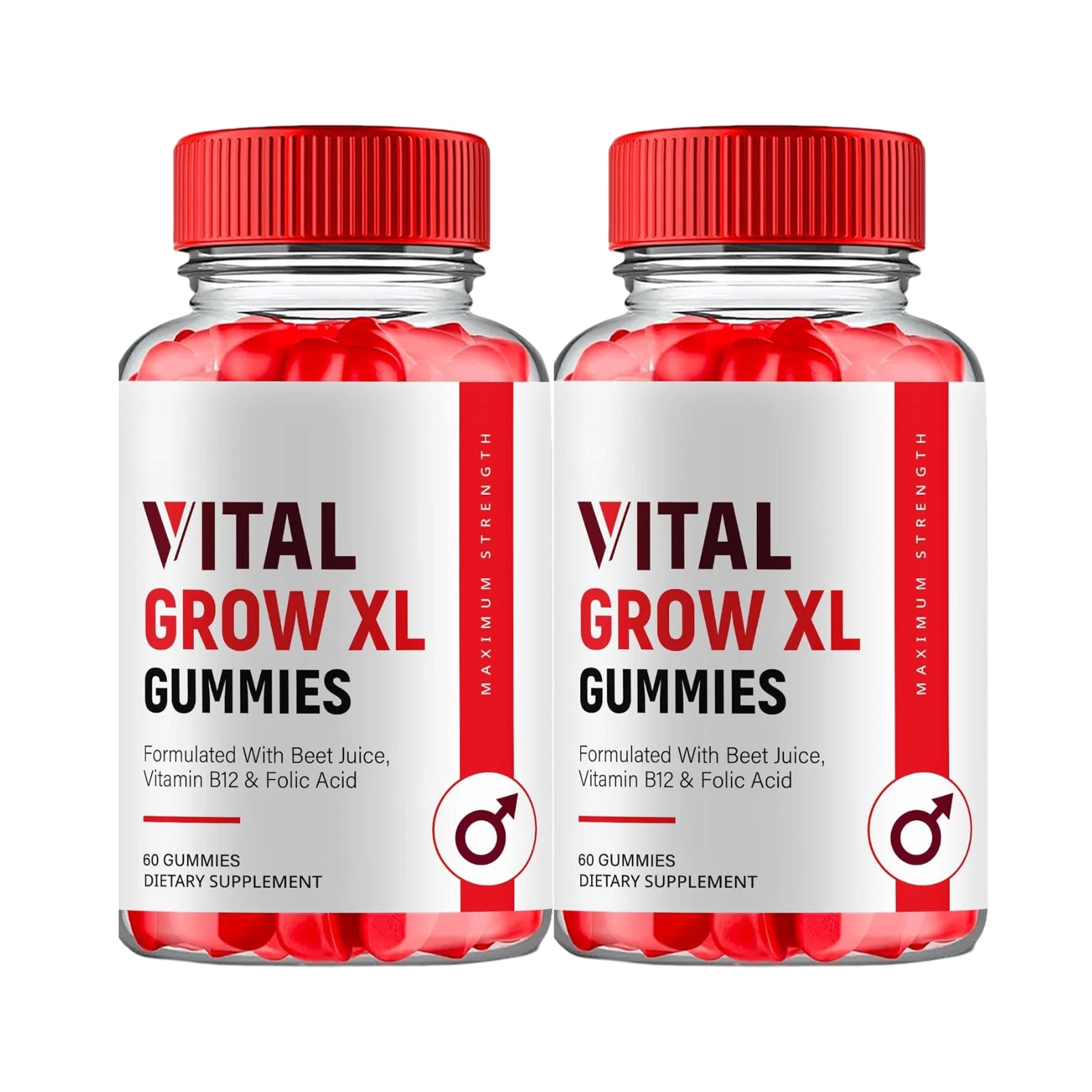2-Pack Vital Grow XL Gummies For Men - Advanced Formula Supplement - 120 Gummies