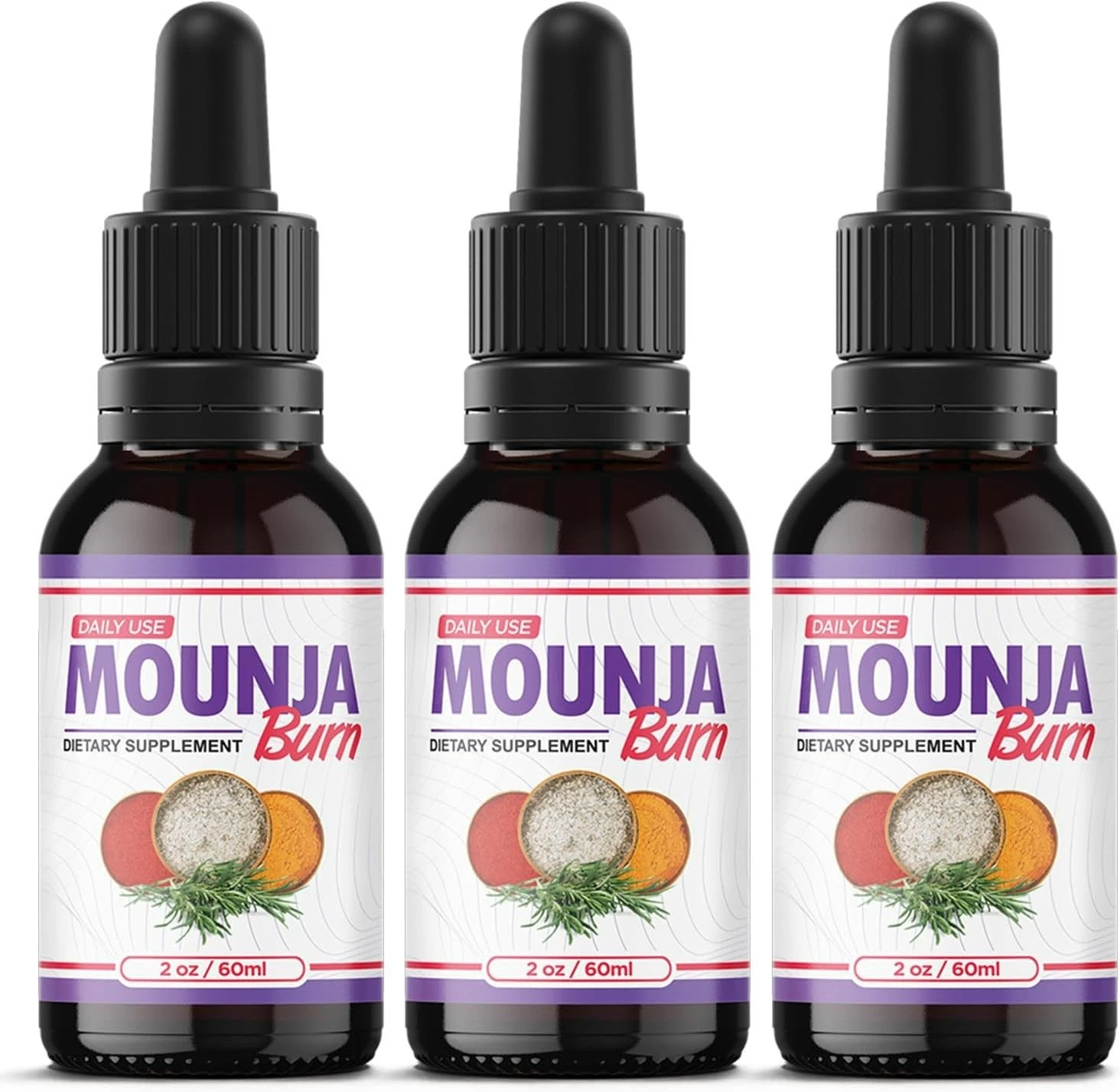 Mounja Burn Drops – for weight loss, energy and fat burner (2 oz) 3 bottles