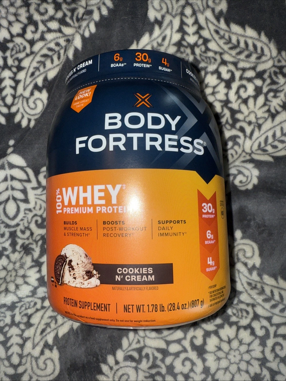Body Fortress Super Advanced Whey Protein Powder, Cookies N’ Creme, 1.78 lb