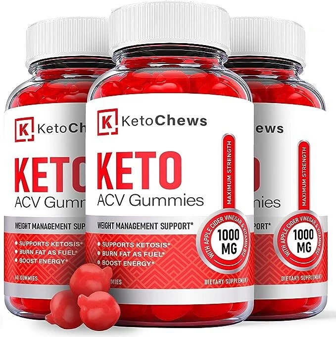 (3 Pack) Keto Chews ACV Gummies Weight Loss - 180 Gummies