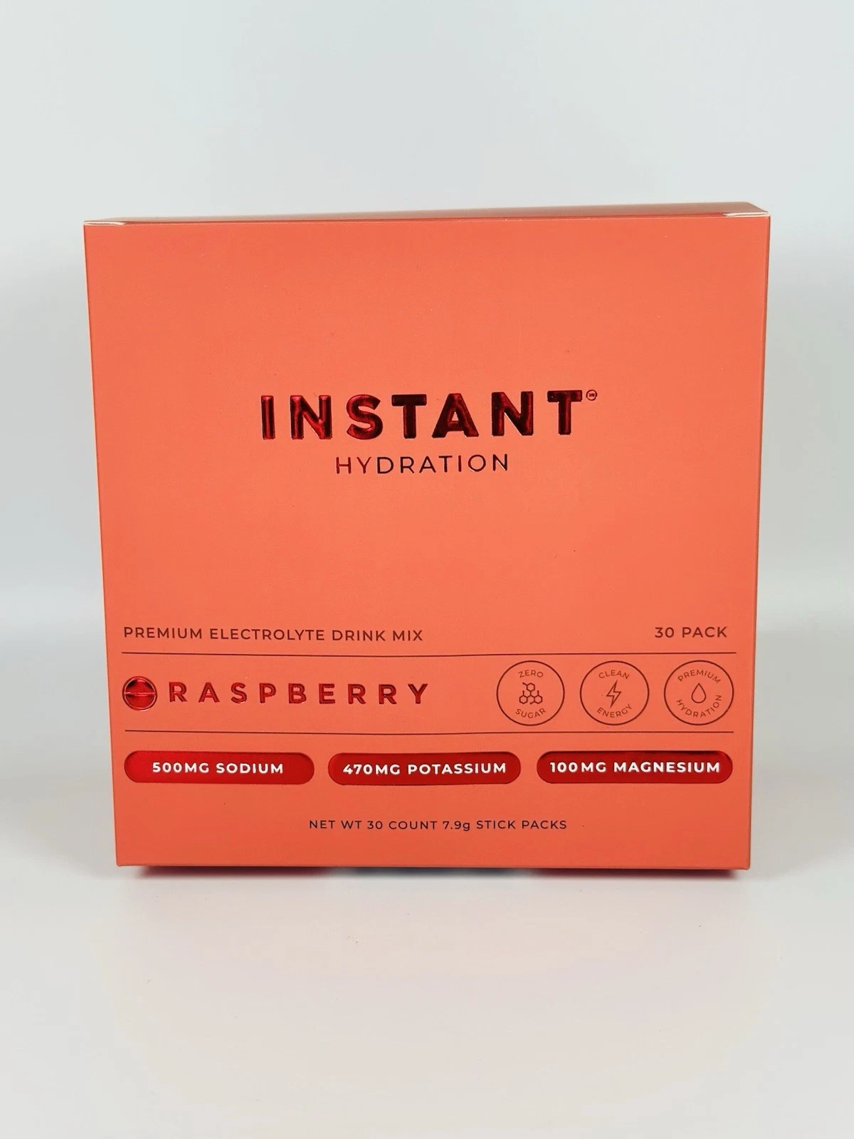 NEW Instant Hydration Raspberry Electrolyte Drink Mix 30ct Zero Sugar Keto