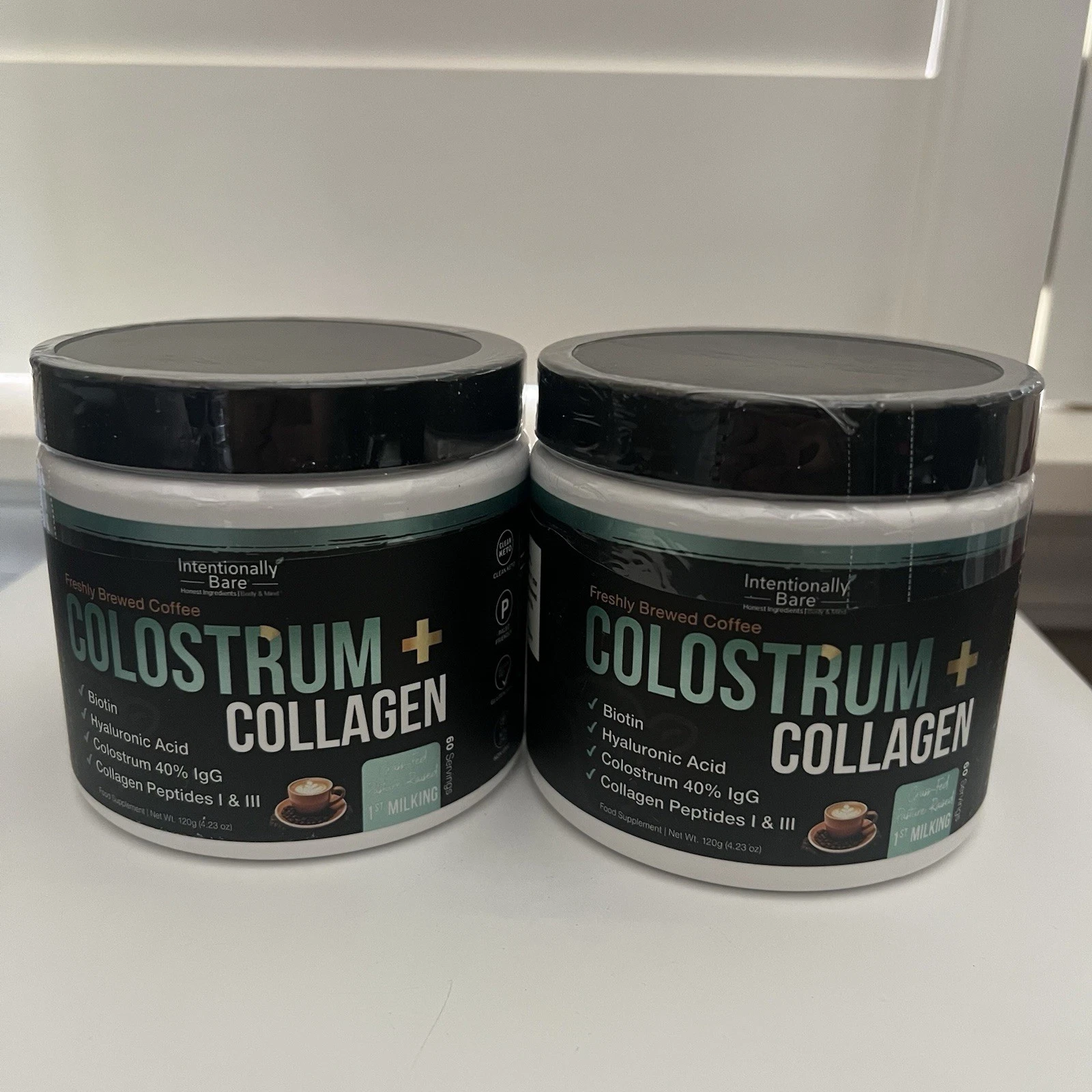 2pc Colostrum + Collagen Powder Skin Joint & Gut Brewed Coffee Flavor 120 Srvgs