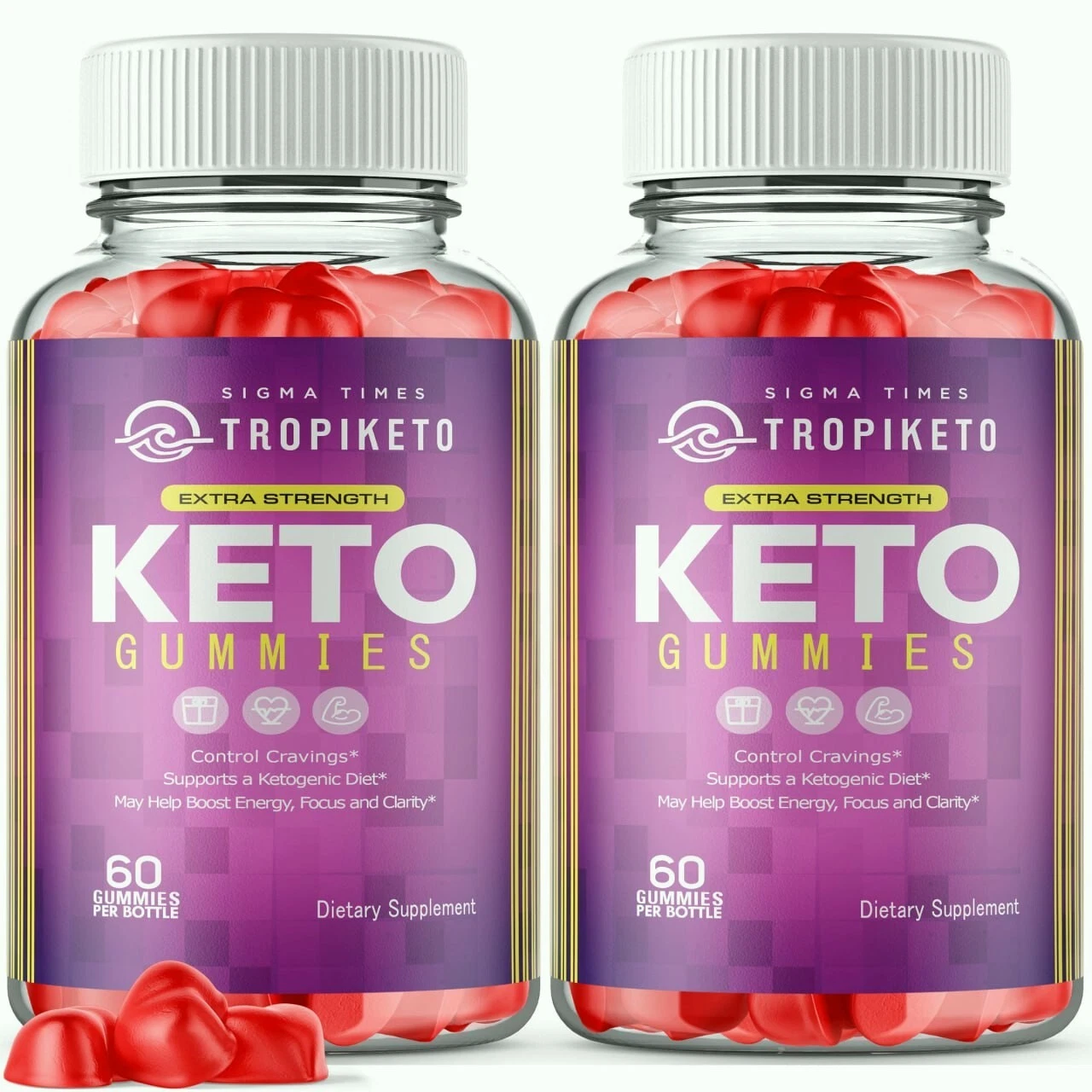 (2 Pack) Tropiketo Fat Burning Gummies for Advanced Weight Loss and Energy